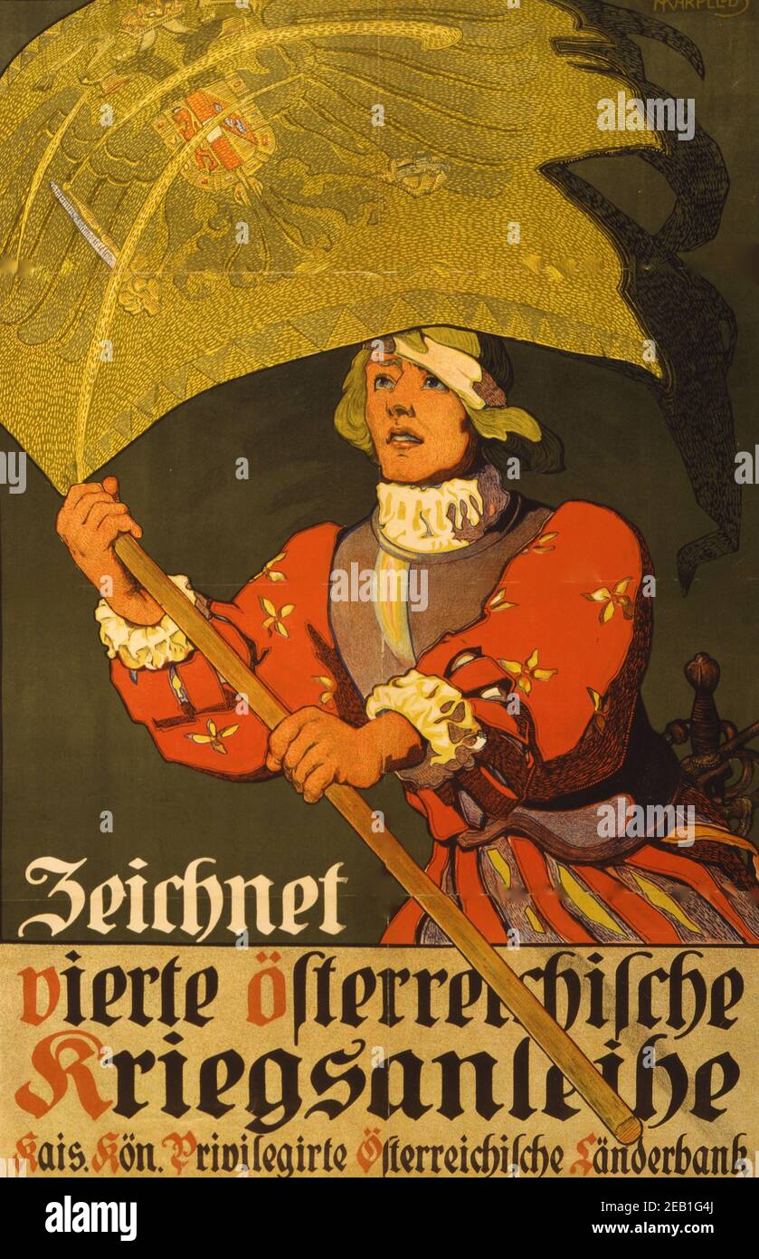 Zeichnet vierte österreichische Kriegsanleihe; Abonnez-vous au 4ème prêt de guerre autrichien. 1916 Banque D'Images