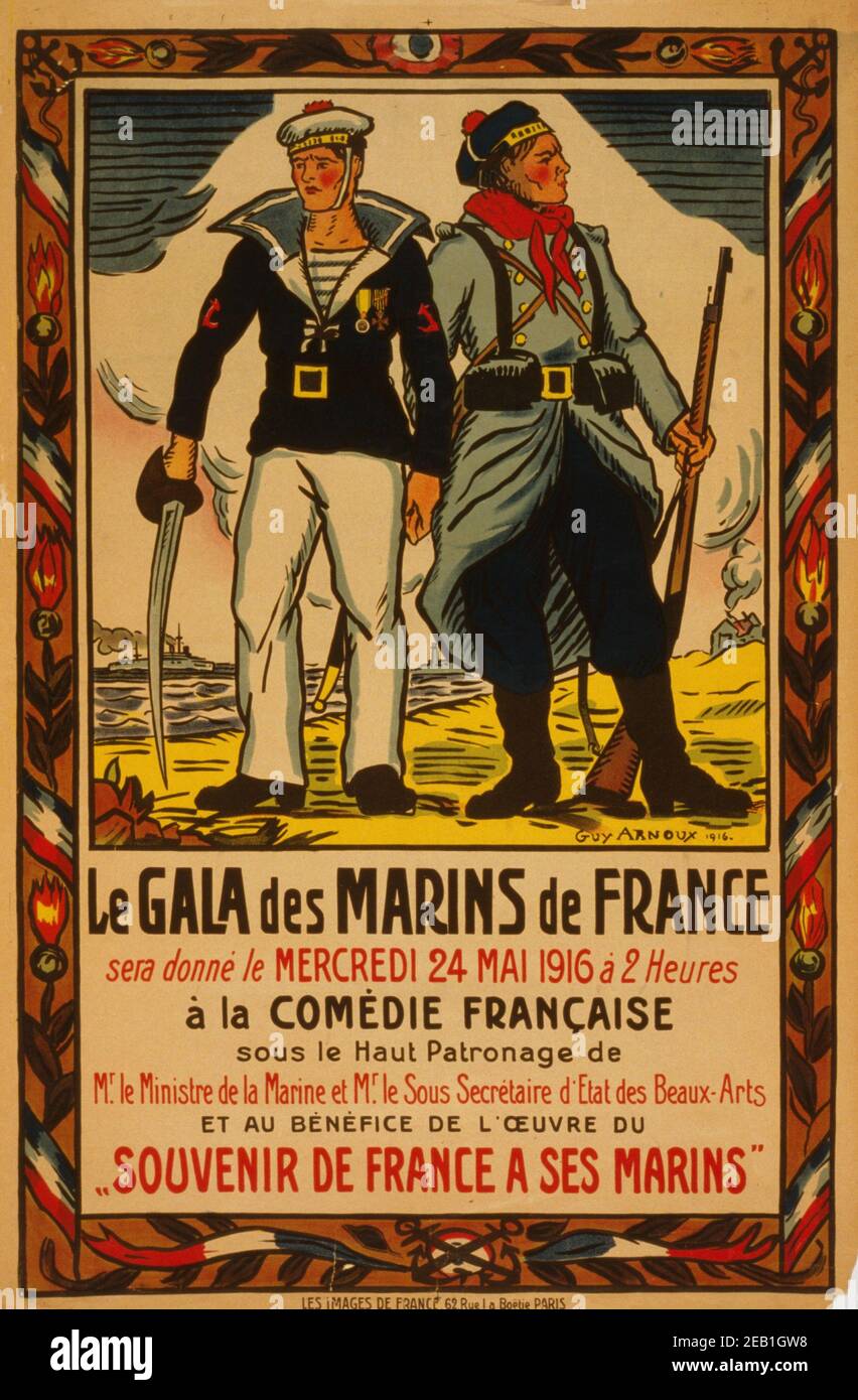 Le gala des marins de France . . . Á la Comédie française; Gala pour les marins français . . . à la Comédie française. 1916 Banque D'Images