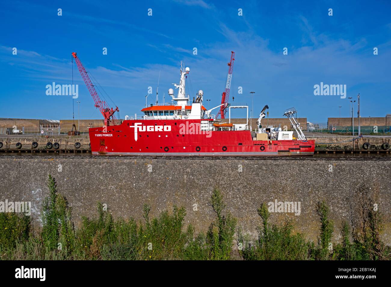 Fugro Pioneer navire Great Yarmouth Norfolk Royaume-Uni Banque D'Images