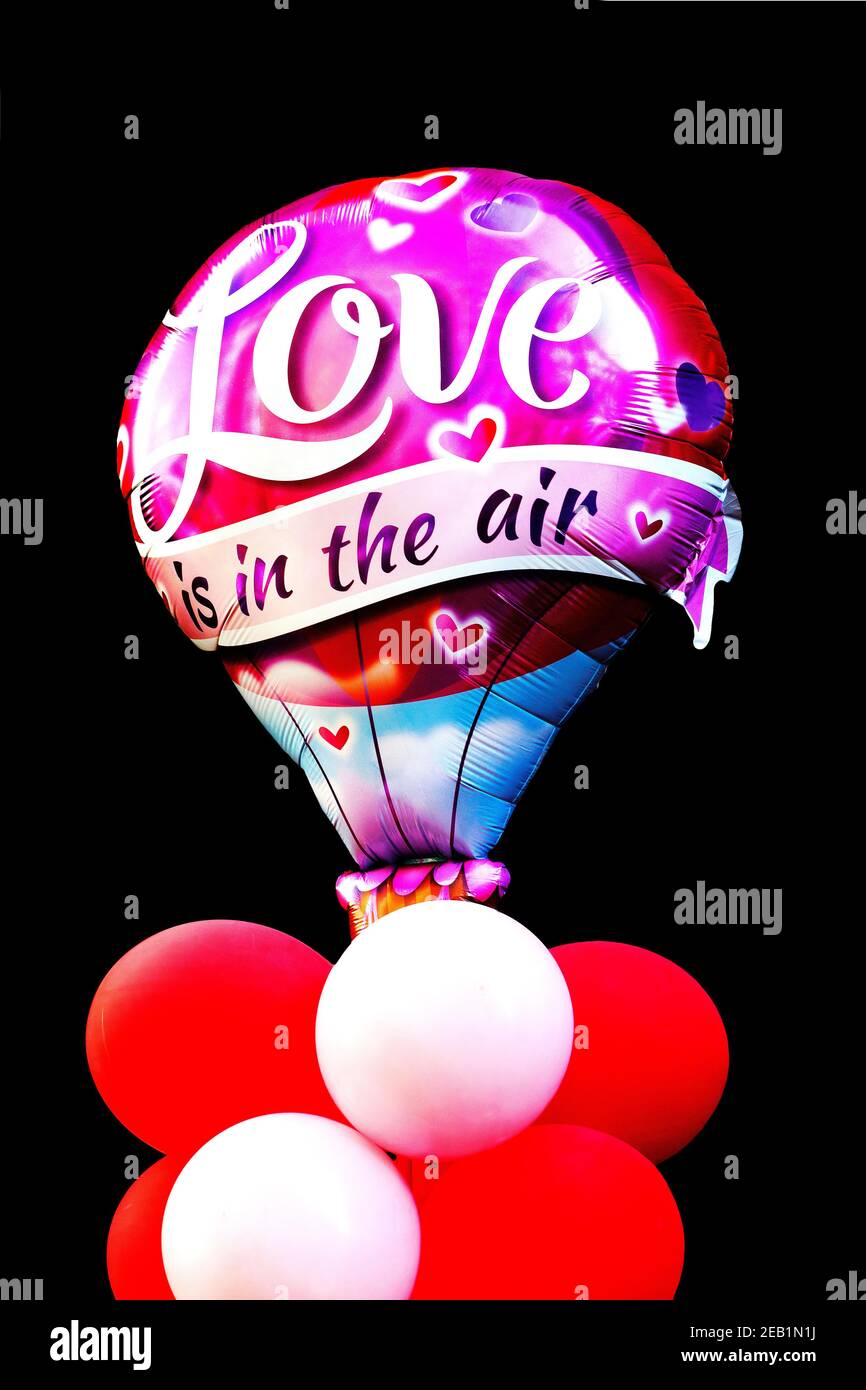 Ballon « l'amour est dans l'air », Barcelone, Espagne. Banque D'Images Ballon « l'amour est dans l'air », Barcelone, Espagne. Banque D'Images