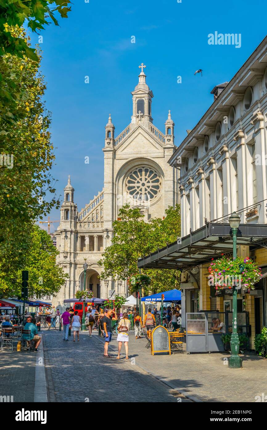 BRUXELLES, BELGIQUE, 4 AOÛT 2018 : vue de l'église Sainte Catherine à Bruxelles, Belgique Banque D'Images