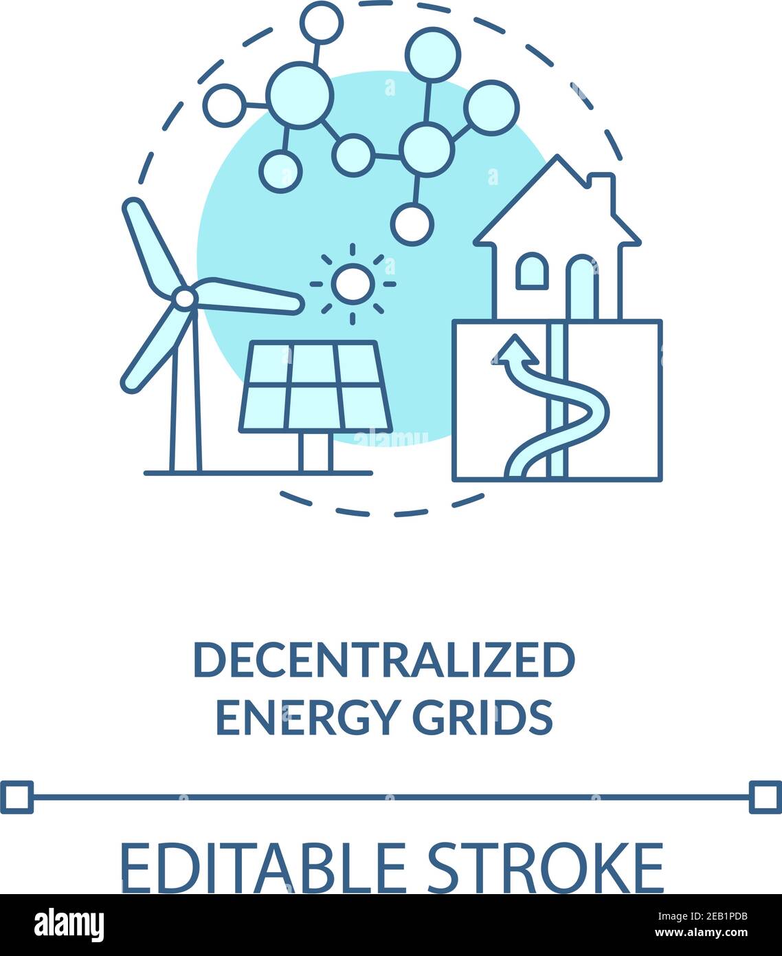 Icône de concept de réseaux d'énergie décentralisés Illustration de Vecteur