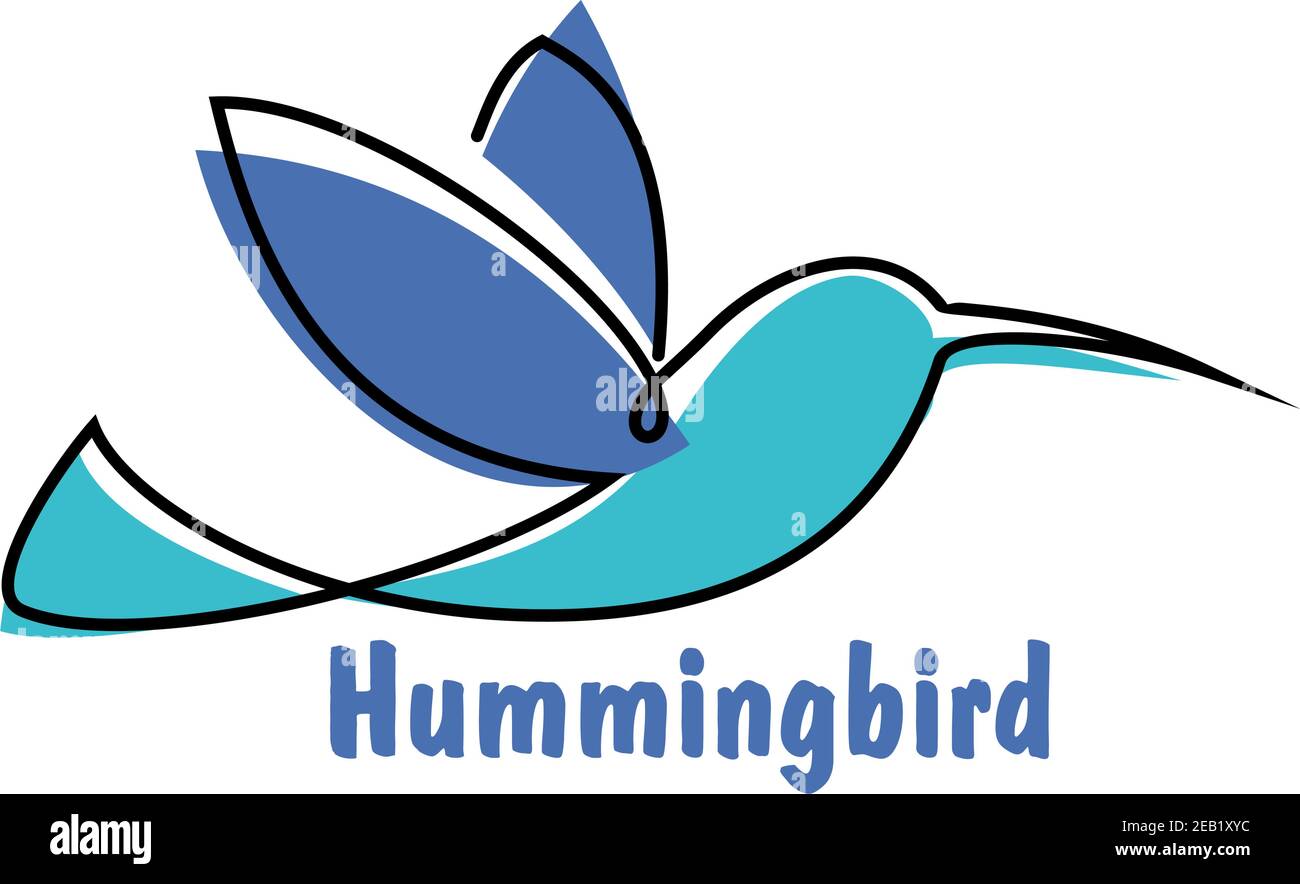 Symbole représentant un colibri pour un logo ou un emblème avec un motif abstrait colibri petit oiseau dans les tons de bleu Illustration de Vecteur