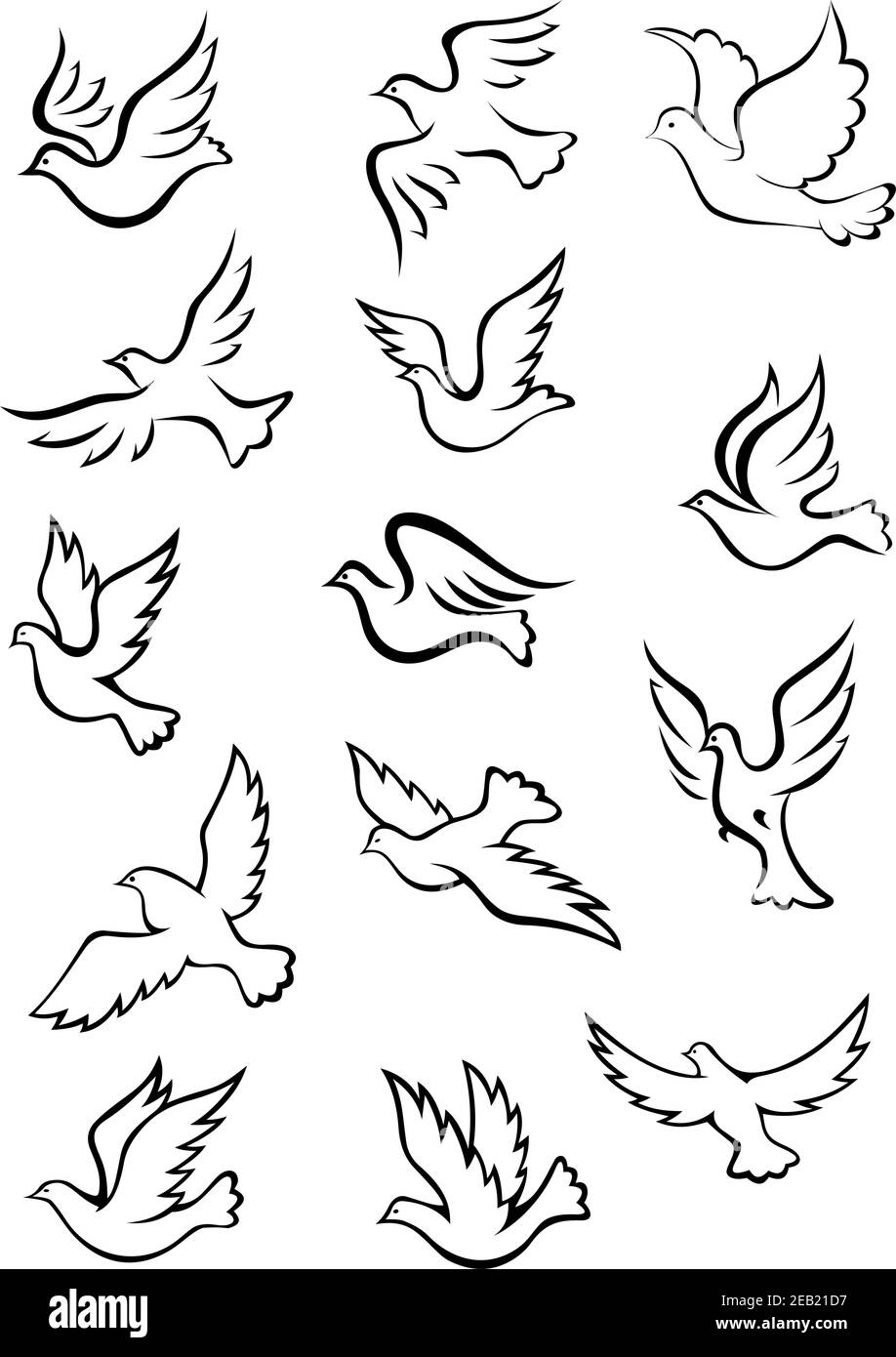 Décrivez les oiseaux de colombe et de pigeon gracieux dans un style de croquis pour la paix, la religion ou la liberté concept conception Illustration de Vecteur