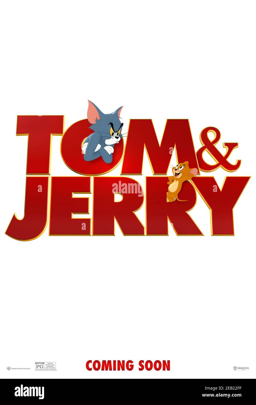 Tom & Jerry: The Movie (2021) réalisé par Tim Story et mettant en vedette Chloë Grace Moretz, Michael Peña et Rob Delaney. Le film hybride de CGI en direct avec les personnages de dessin animé de chat et de souris qui sont très appréciés. Banque D'Images