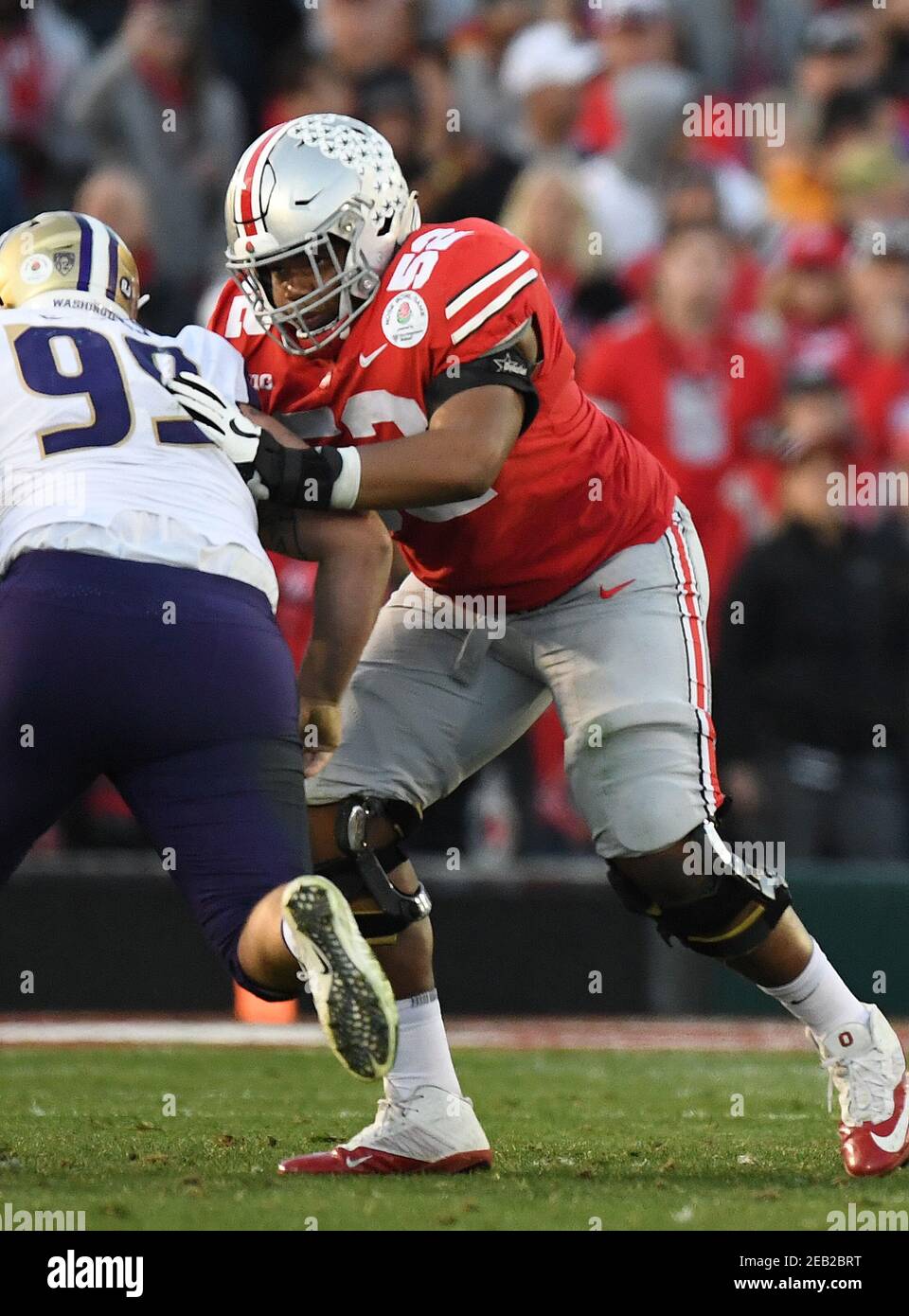 (PHOTOS DU FICHIER).ex-Ohio State Buckees (52) Wyatt Davis est prévu pour la 1ère ou 2ème ronde de la version 2021 de la NFL Draft, ici il est photographié le 1er janvier 2019 contre les Washington Huskies, la version NFL Draft aura lieu à Cleveland, Ohio le 29 avril 2021.(crédit obligatoire : Jose/MarinMedia.org/Cal Sport Media) (photographe complet absolu et crédits requis) Banque D'Images