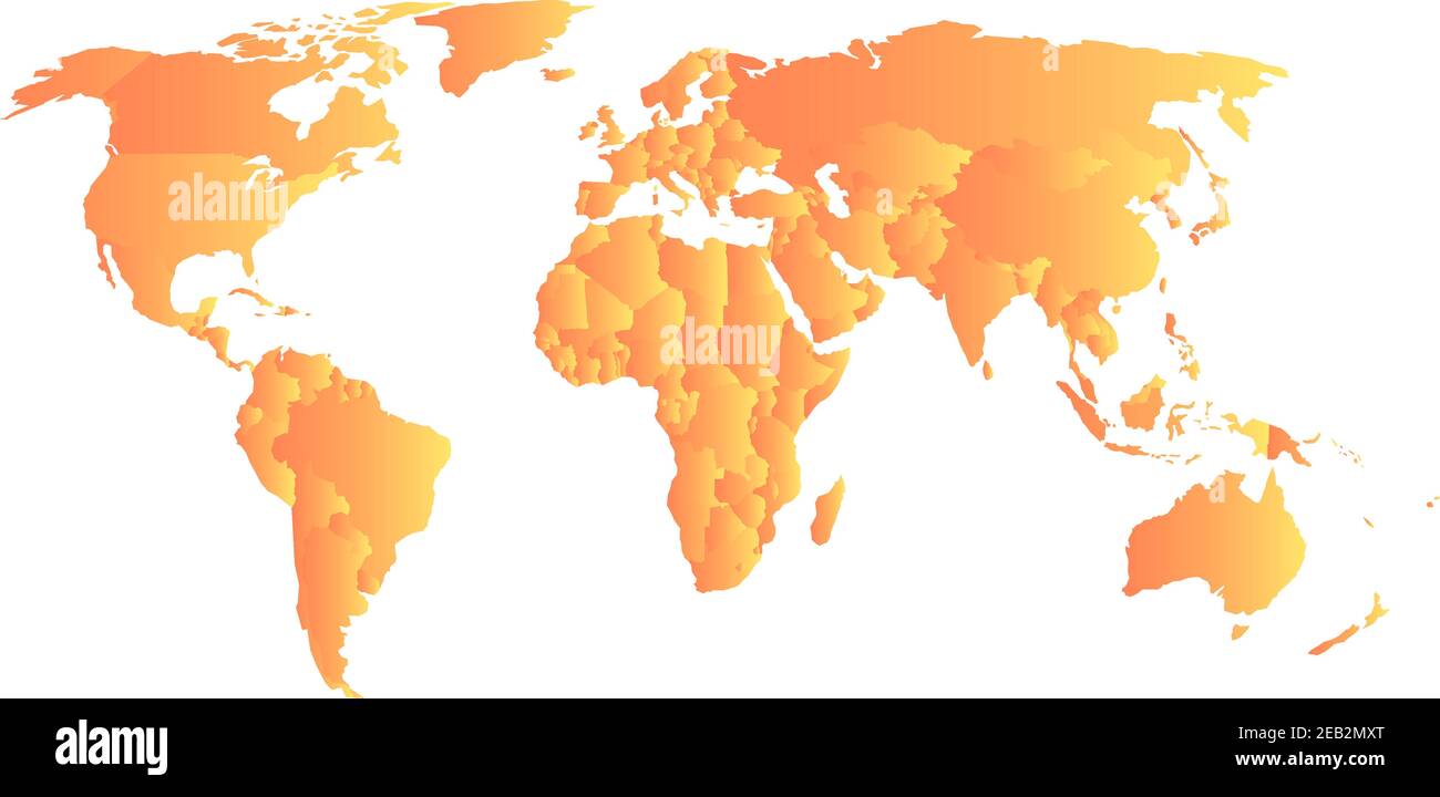 Carte politique verte du monde. Chaque état avec son propre gradient horizontal. Illustration vectorielle. Illustration de Vecteur