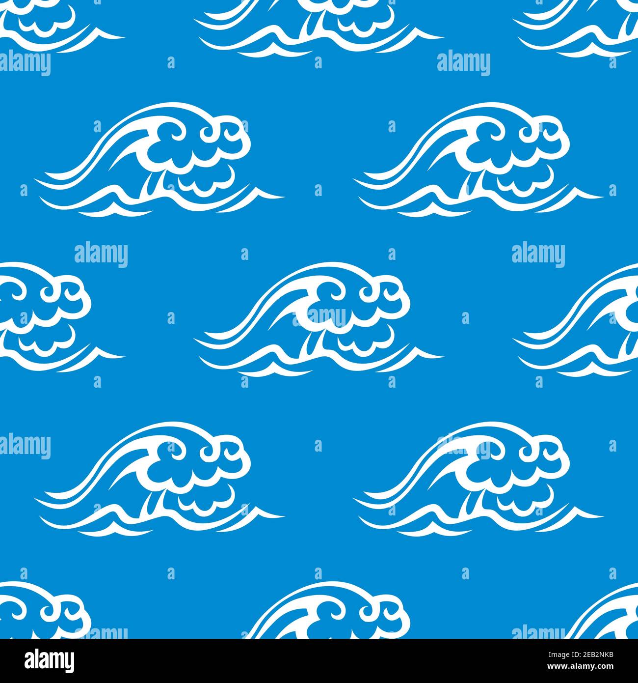 Motif vagues de l'océan orageux sans couture avec vagues blanches sur fond bleu, pour un thème marin ou un motif textile Illustration de Vecteur