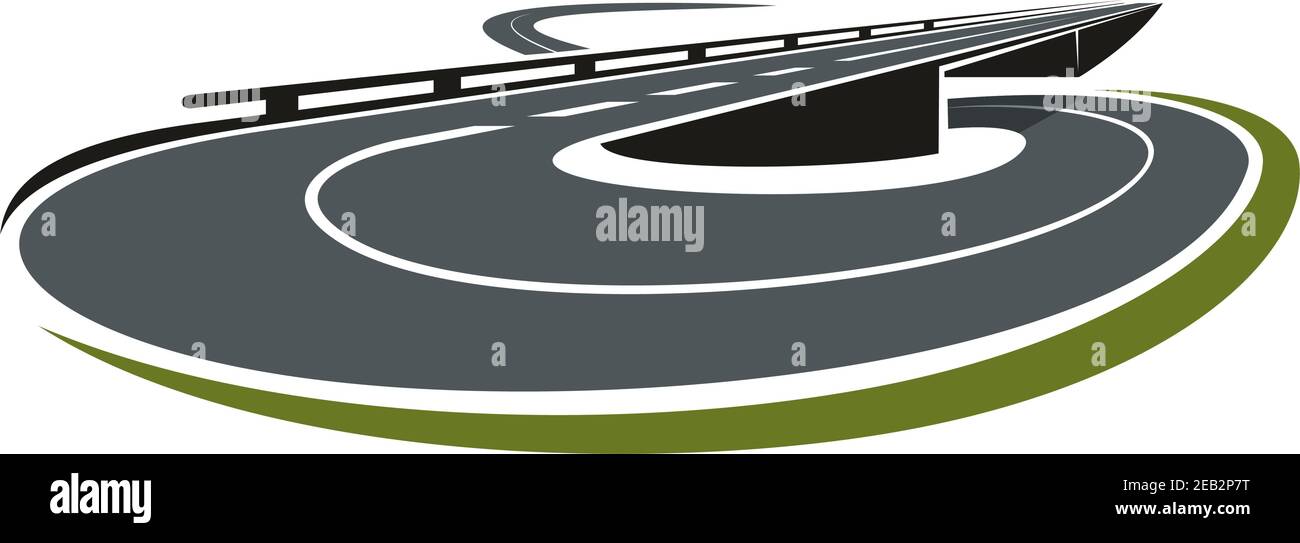 L'icône abstraite de l'échangeur de route ronde avec l'autoroute menant sous la voie de passage autoroutier. Pour le thème du transport Illustration de Vecteur