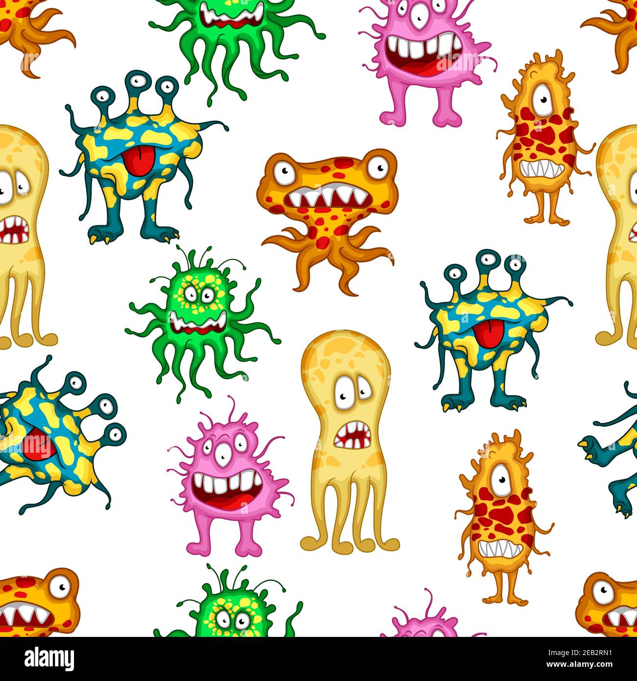 Cartotez les monstres colorés et les extraterrestres avec des expressions effrayantes dans un motif d'arrière-plan transparent Illustration de Vecteur