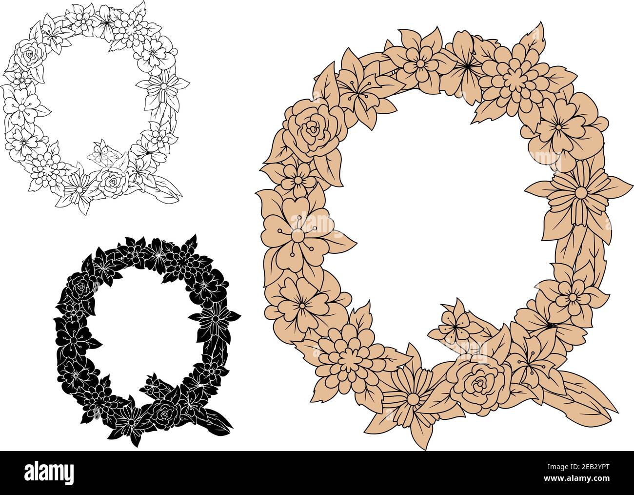 Décoration florale lettre majuscule Q, composée de roses en fleur, de cornflowers et de pâquerettes, pour monogramme ou vintage romantique font design Illustration de Vecteur