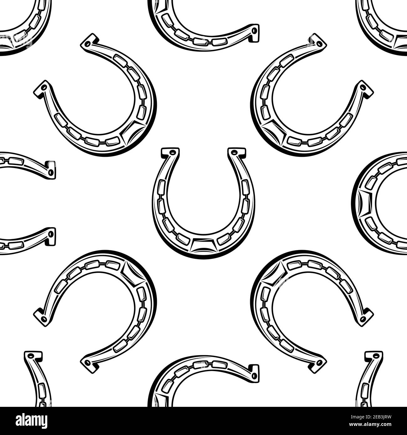 Vieux fers à cheval fond sans couture avec fers à cheval vintage pour l'équitation design sport ou chanceux Illustration de Vecteur