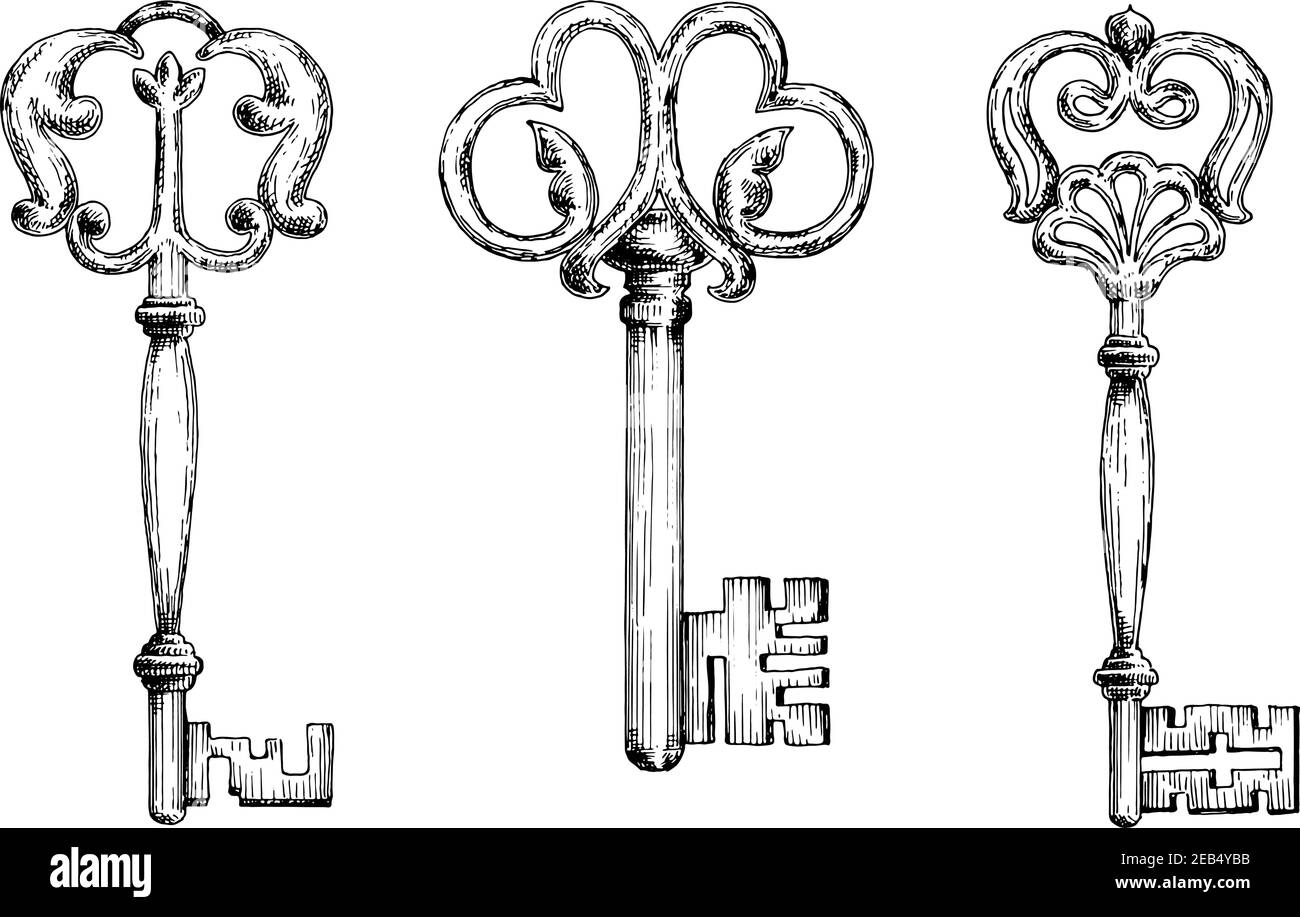 Touches ornementales médiévales d'époque composées d'éléments de tourbillon et victoriennes les lames défilent Illustration de Vecteur