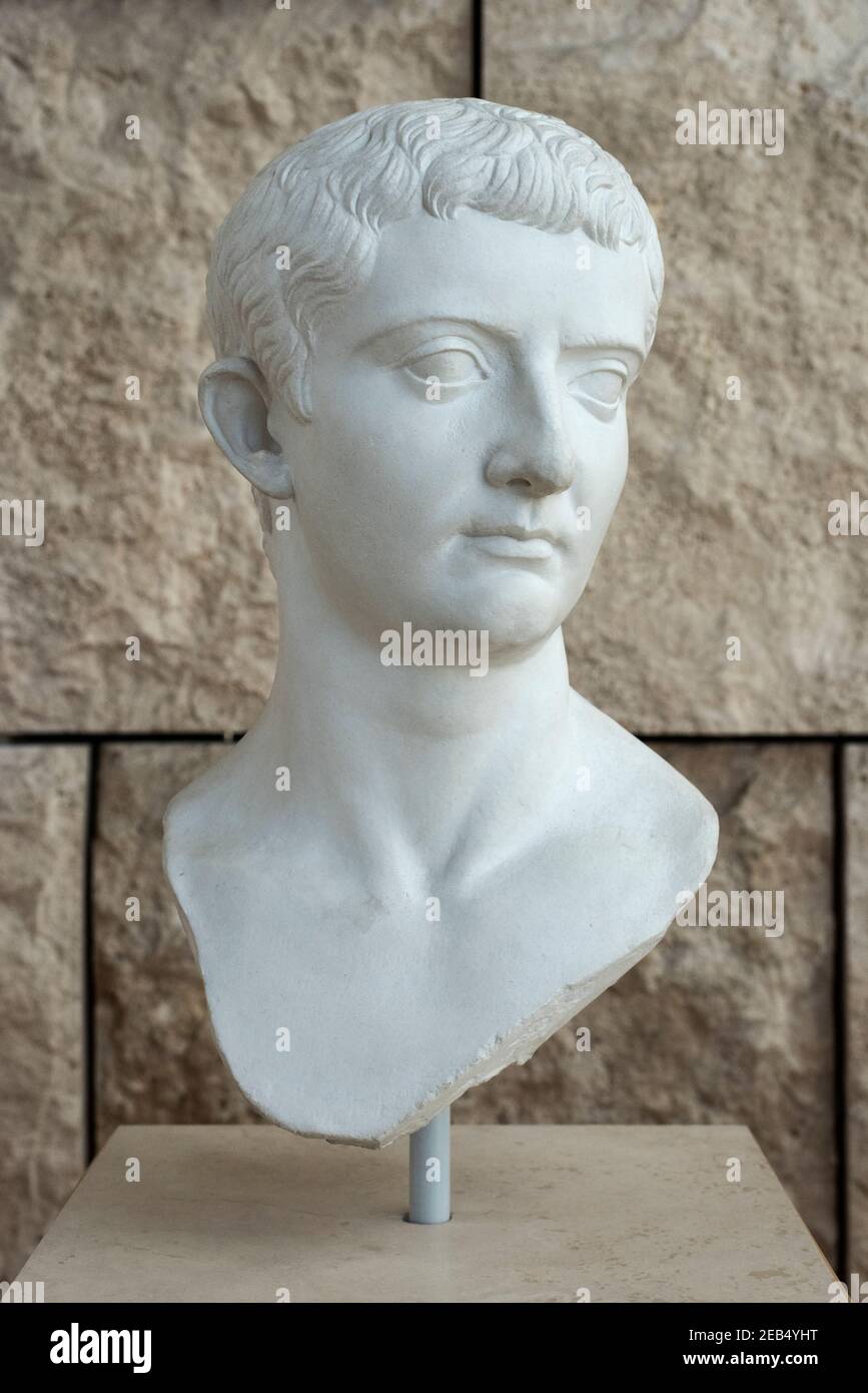 Portrait de l'empereur romain Tiberius, Musée Ara Pacis, Rome, Italie. Tiberius Caesar Divi Augusti Filius Augustus (42 BC-37 AD) 2ème empereur du ROM Banque D'Images