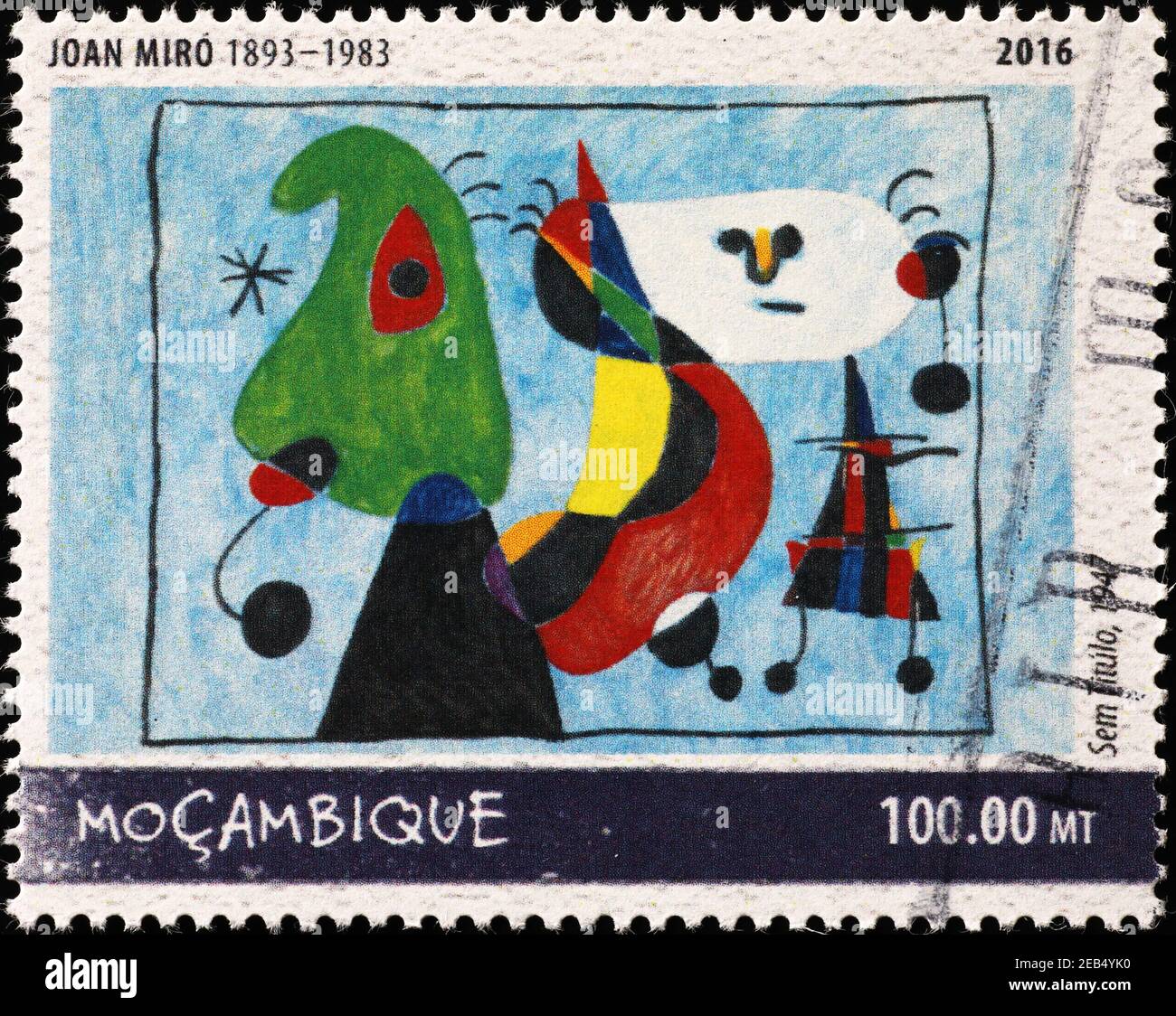Peinture abstraite de Joan Mirò sur timbre africain Banque D'Images