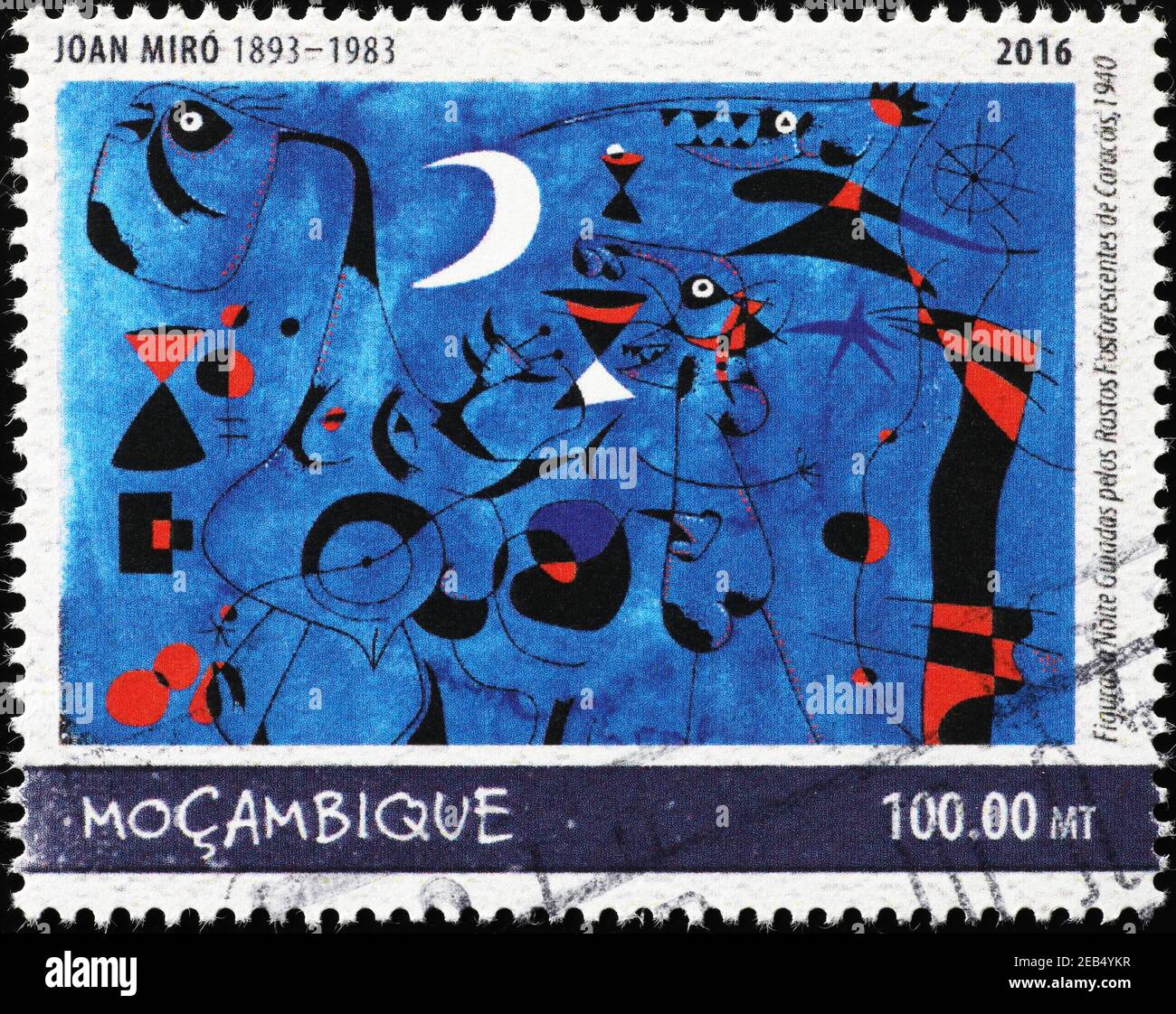 Peinture abstraite de Joan Mirò sur timbre-poste Banque D'Images