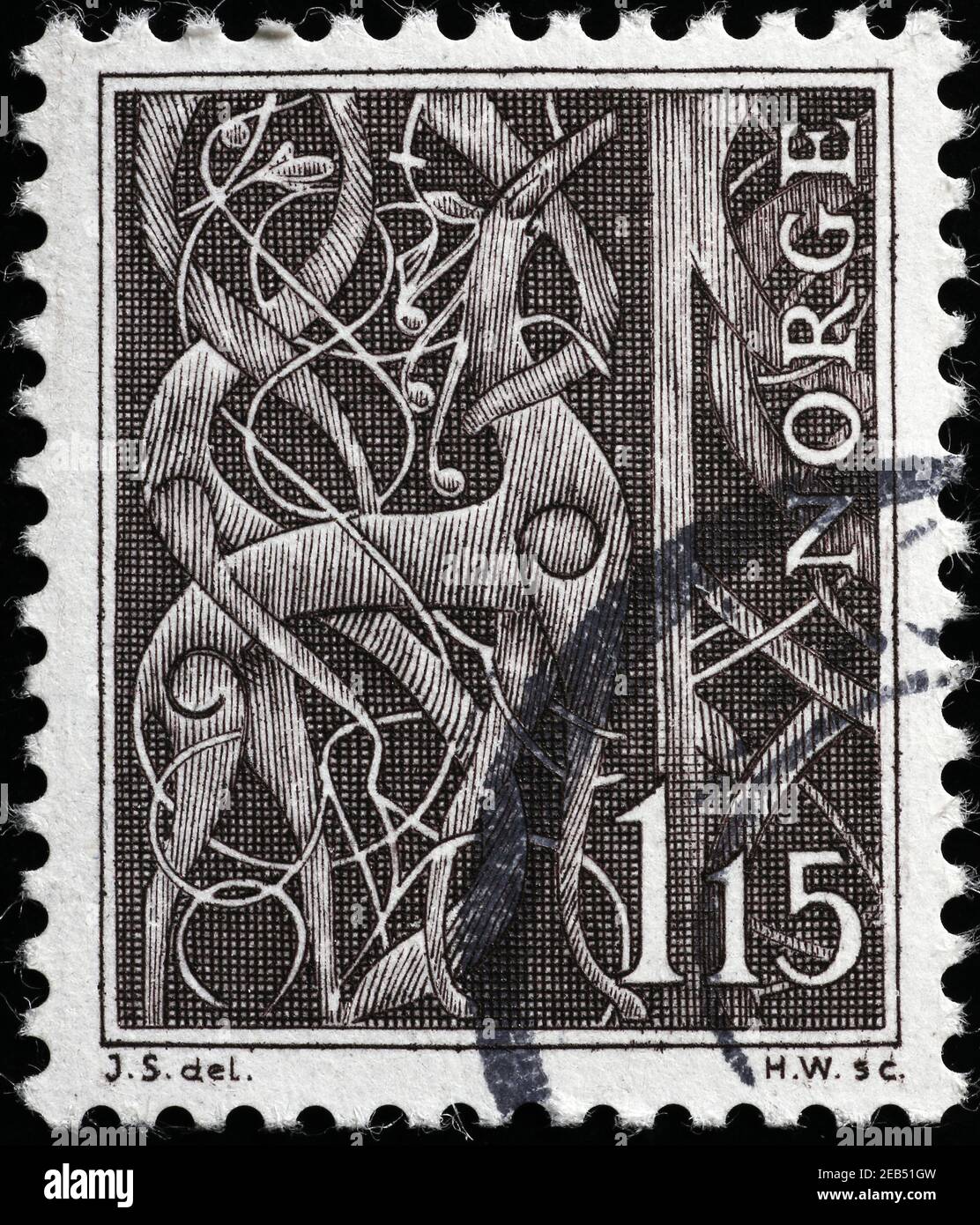 Art celtique antique sur timbre-poste norvégien Banque D'Images