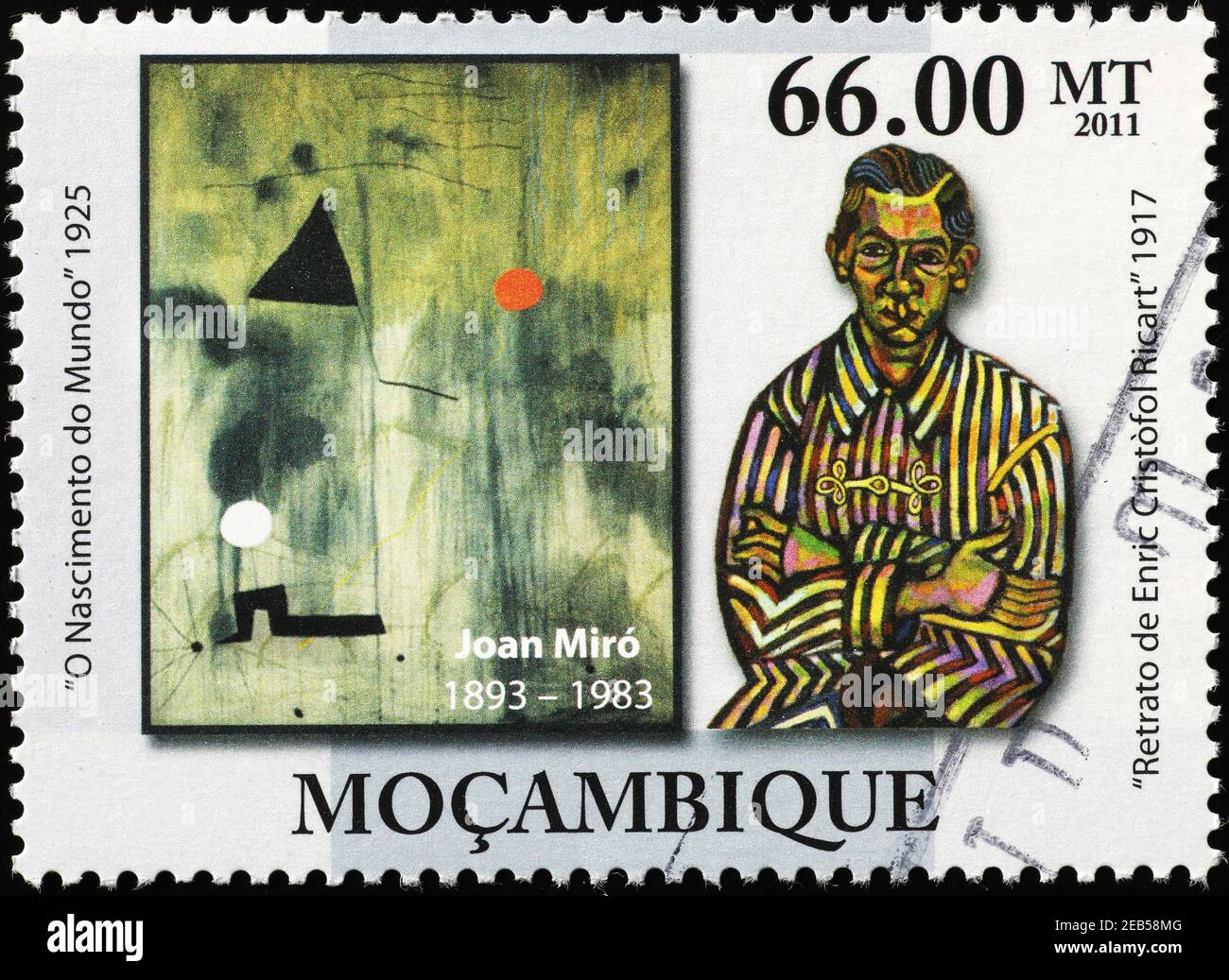 Tableaux de Joan Mirò sur timbre-poste Banque D'Images