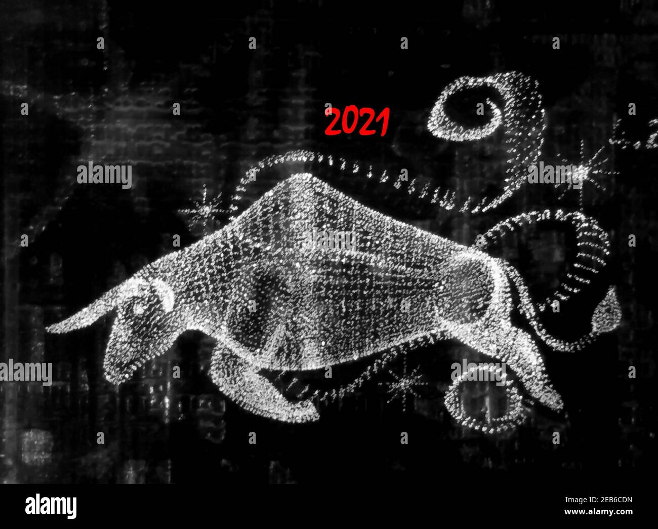 image d'un symbole de taureau en métal blanc de 2021 Banque D'Images
