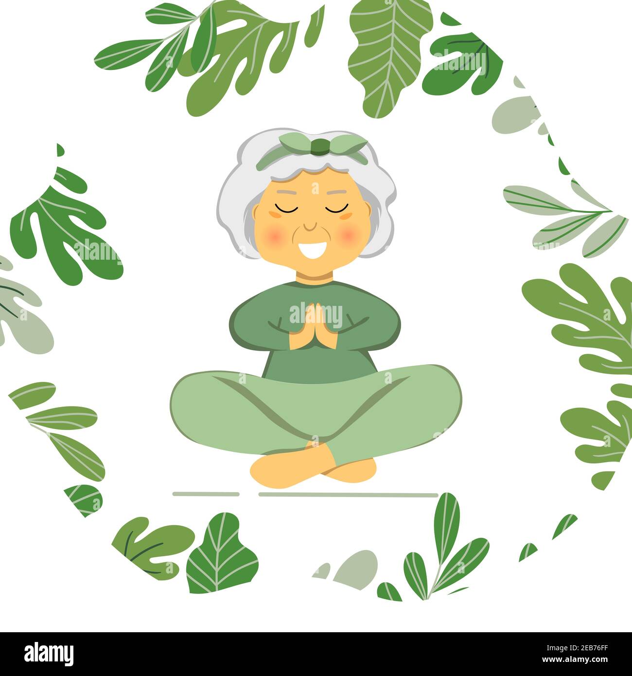 Sport Granny Fait Du Yoga Personne Agee Illustration De Dessin Anime Vectoriel Coloree Femme Senior En Posture Yoga Faire De L Exercice Pour Une Meilleure Sante Plat Isole Image Vectorielle Stock Alamy