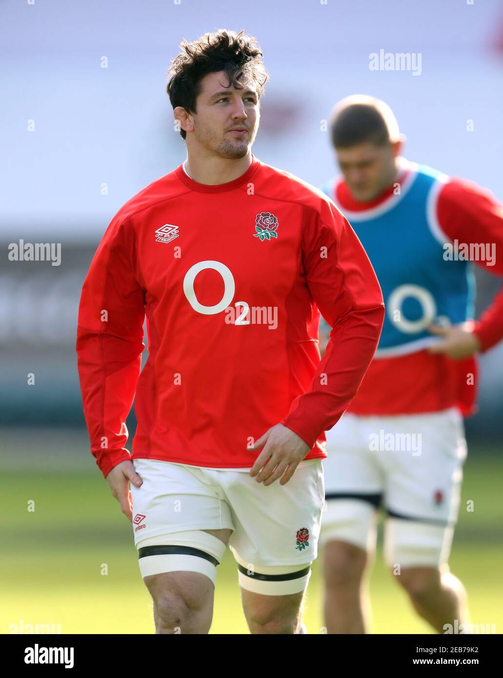 Tom Curry, en Angleterre, lors d’une séance d’entraînement au stade Twickenham, à Londres. Date de la photo : vendredi 12 février 2021. Banque D'Images