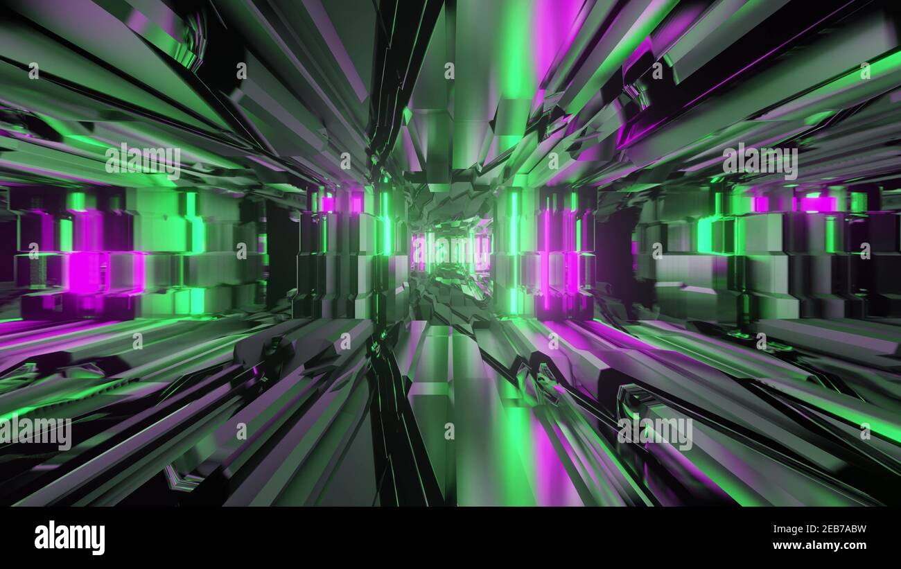illustration 3d d'un tunnel avec lumières néon Banque D'Images