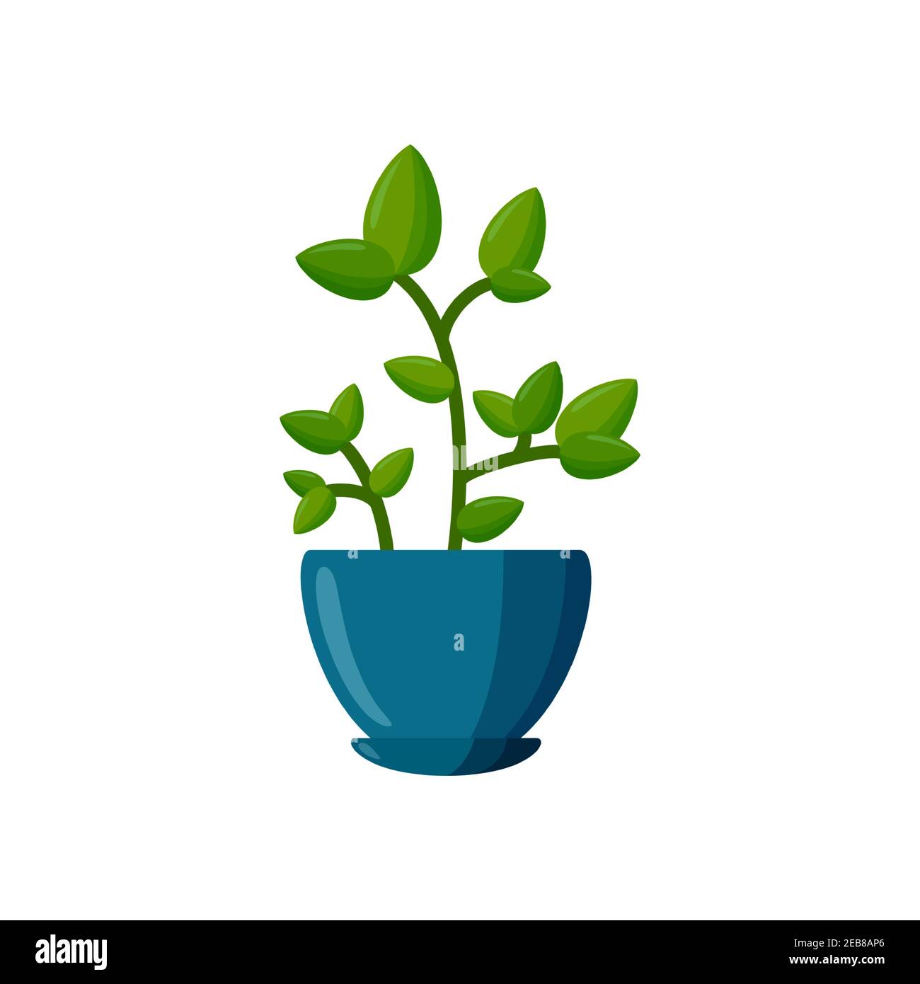 Plante en pot. Plante verte de style dessin animé. Illustration vectorielle isolée sur fond blanc Illustration de Vecteur