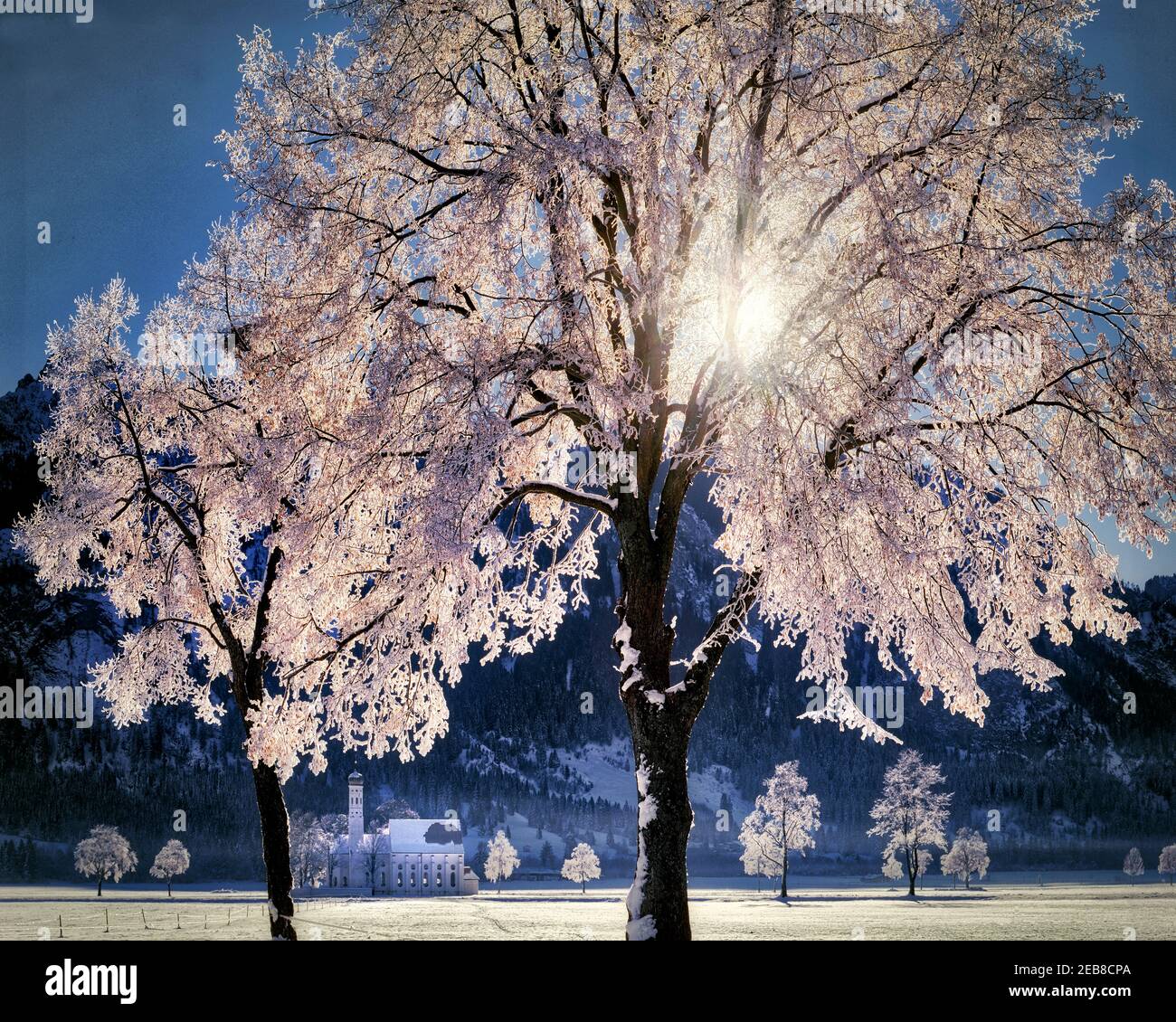 DE - BAVIÈRE: Chapelle de Saint Coloman à Schwangau près de Fuessen en hiver Banque D'Images