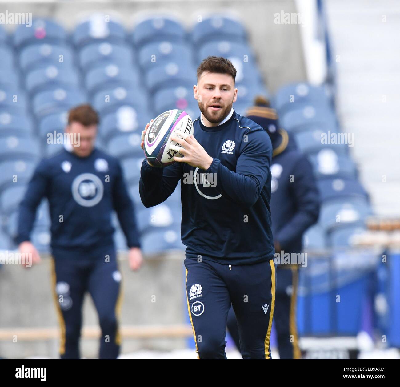 Stade BT Murrayfield, Édimbourg.Écosse Royaume-Uni.12 février 21. Scotland Rugby session d'entraînement Squad pour le match Guinness six Nations contre le pays de Galles Ali Price (Glasgow Warriors) Credit: eric mccowat/Alay Live News Banque D'Images