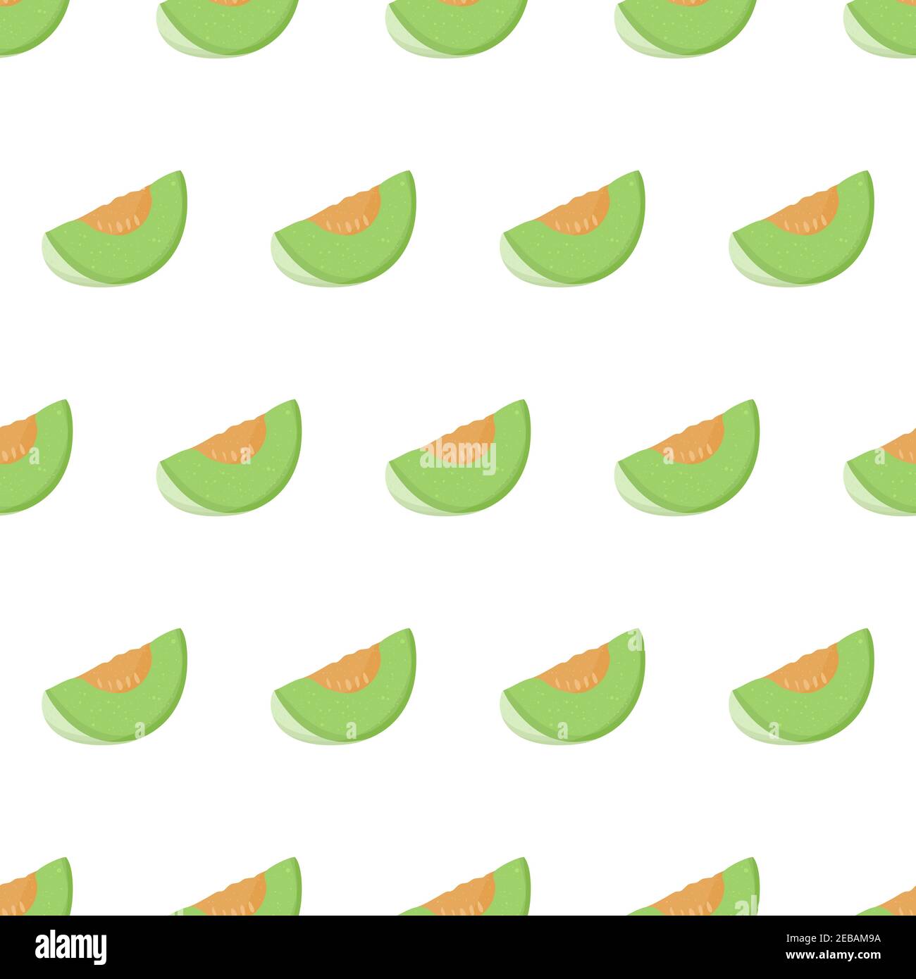 Illustration de dessin animé avec motif de tranche de miellat vert sans couture. Art aux fruits de melon doux pour la conception d'imprimés, le tissu, le textile, le papier d'emballage. Une alimentation saine. Illustration de Vecteur