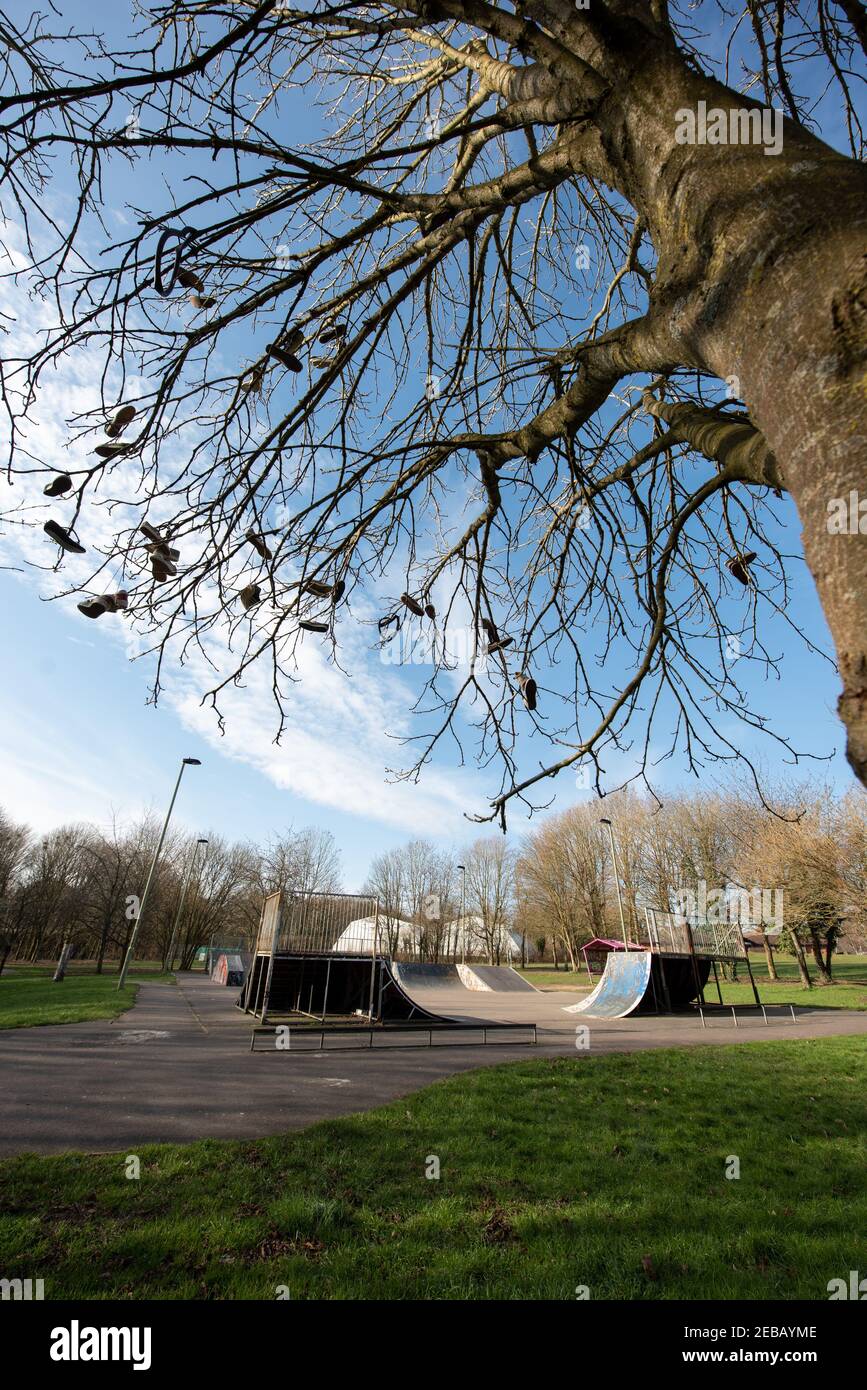 Parc commémoratif de guerre de Basingstoke, skate avec rampes Banque D'Images