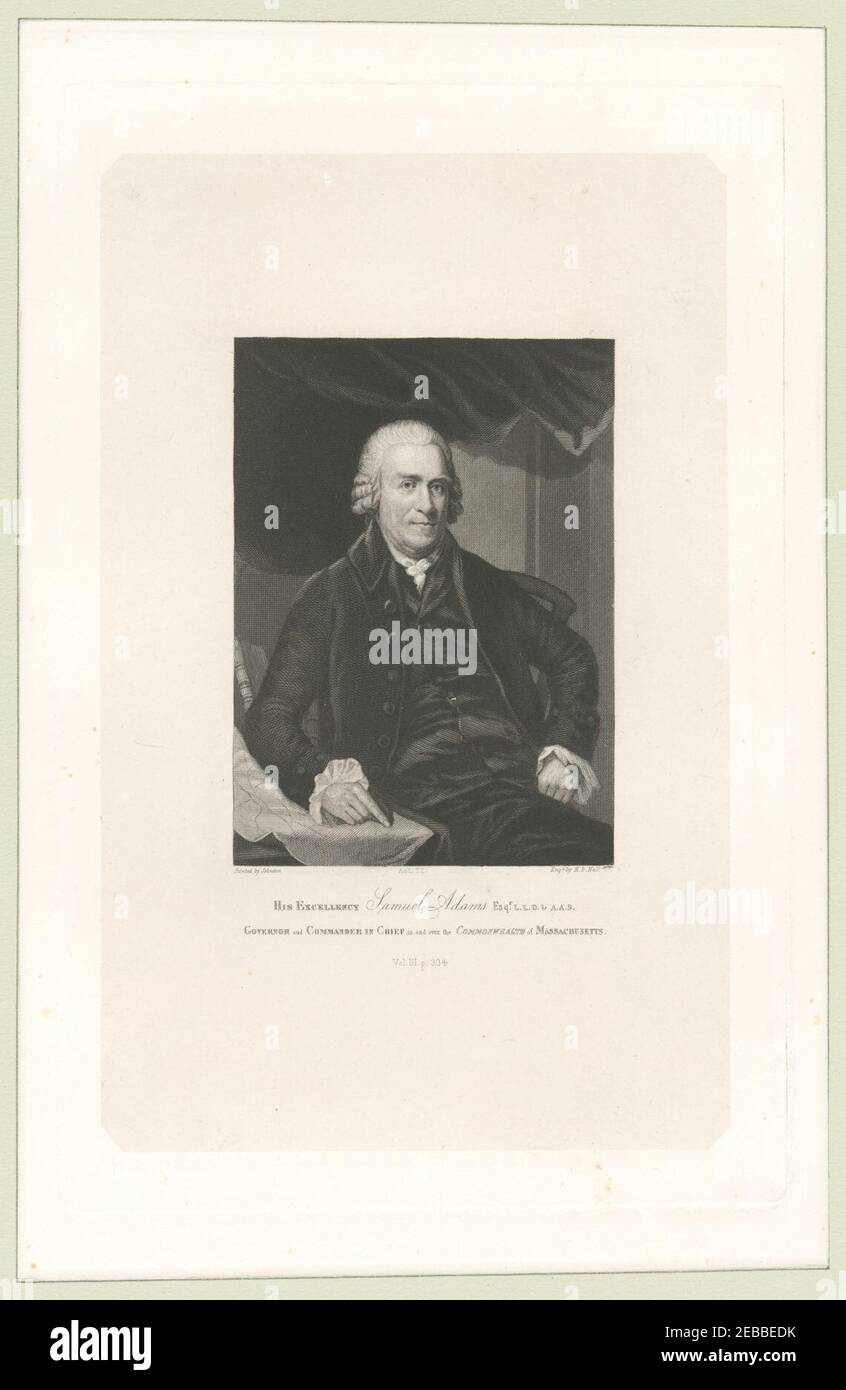 Son Excellence Samuel Adams Esqr., LL.D. et A.A.S., gouverneur et commandant en chef dans le Commonwealth du Massachusetts Banque D'Images