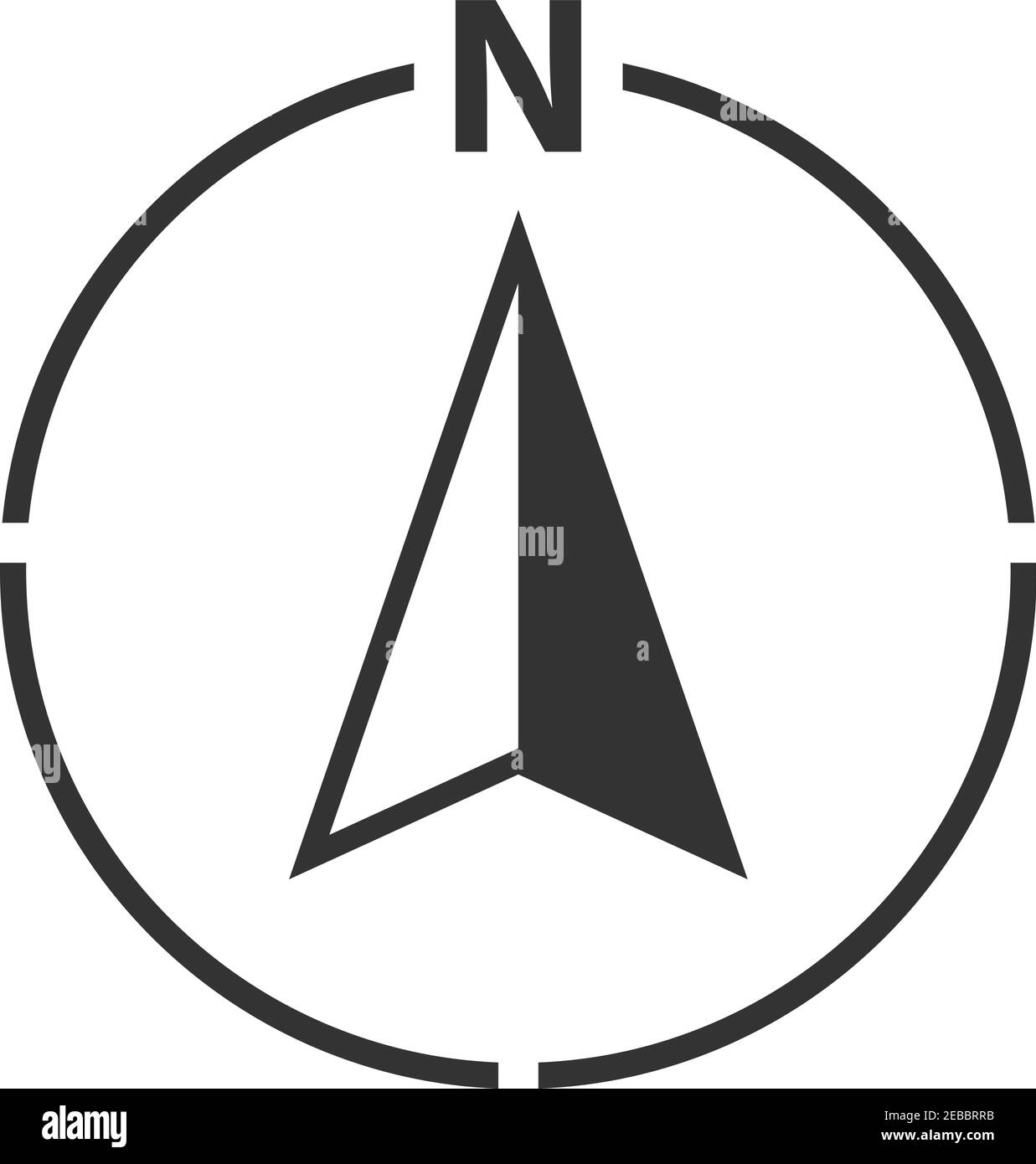 Flèche NORD dans le symbole d'orientation de la carte circulaire avec la lettre N. illustration vectorielle Illustration de Vecteur