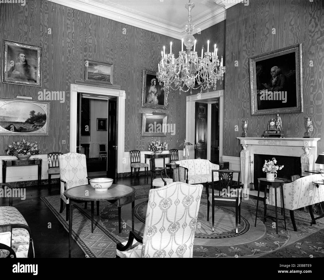 Chambres White House : bleu u0026 vert. Vue sur la chambre Green. White House, Washington, D.C. Banque D'Images Chambres White House : bleu u0026 vert. Vue sur la chambre Green. White House, Washington, D.C. Banque D'Images