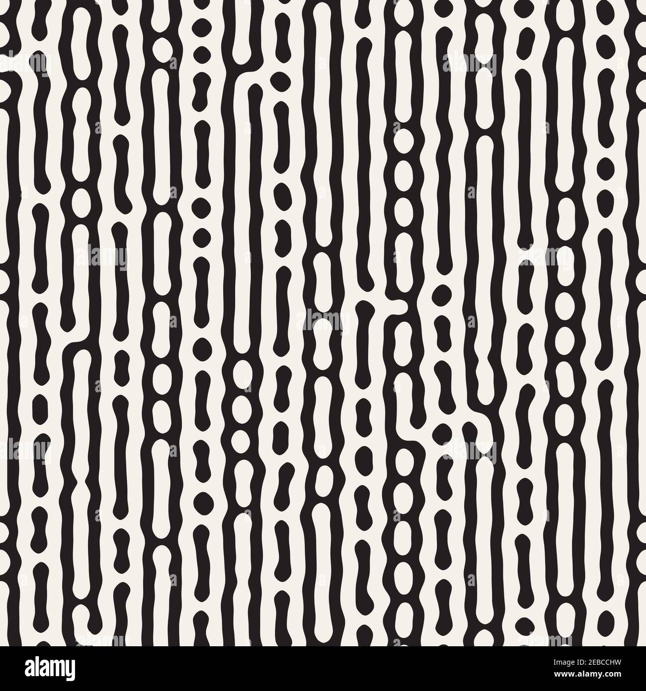 Motif vectoriel tendance sans couture. Texture de formes organiques monochromes. Arrière-plan abstrait arrondi lignes désordonnées. Illustration de Vecteur