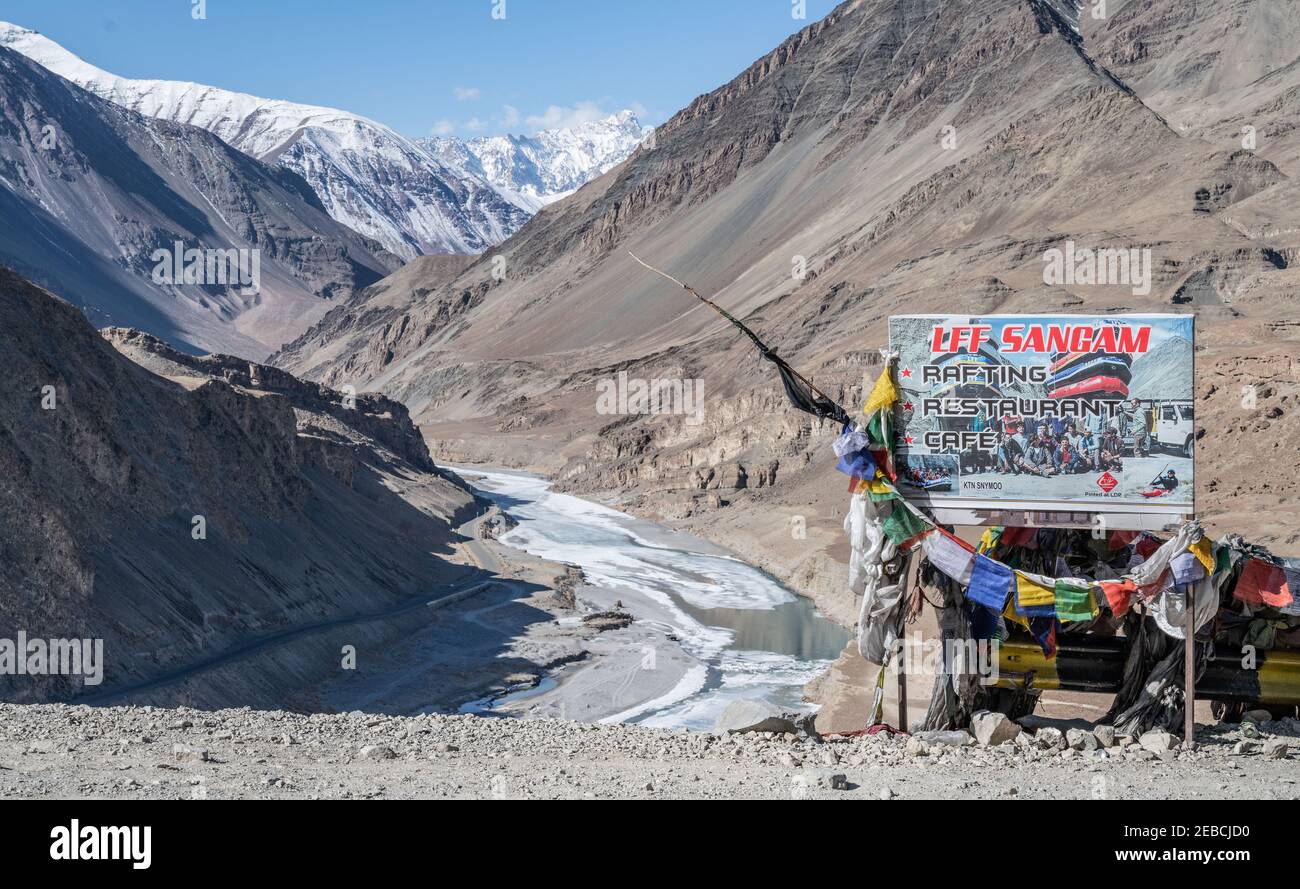 Confluent des rivières Indus et Zanskar, Ladakh Banque D'Images