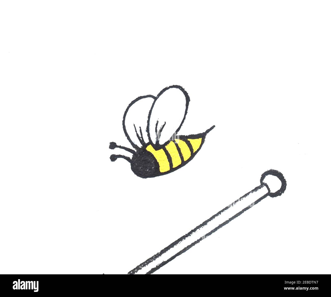 Dessin D Une Abeille Et D Un Verre De Miel Arriere Plan Blanc Photo Stock Alamy