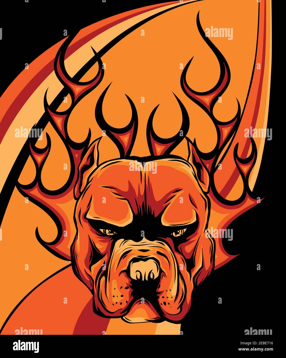 ILLUSTRATION DE VECTEUR D'ILLUSTRATION PITBULL DE DOG FIRE DE HELL Illustration de Vecteur