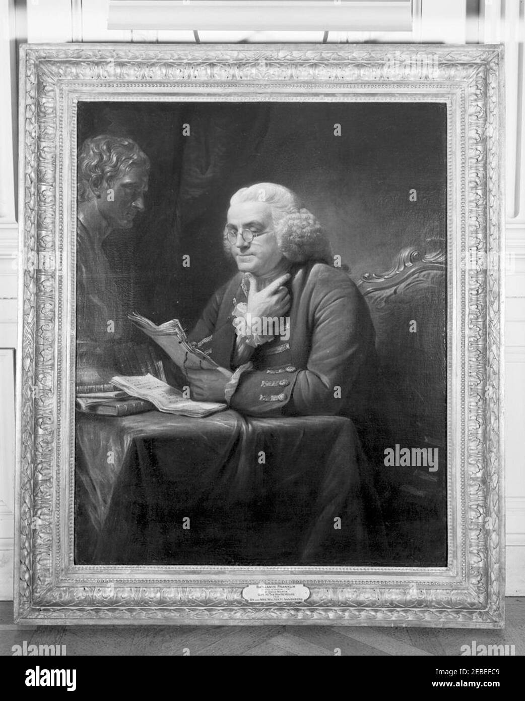 Tableaux de la Maison Blanche : Benjamin Franklin par David Martin (1767). Portrait de Benjamin Franklin, peint par David Martin en 1767. Banque D'Images