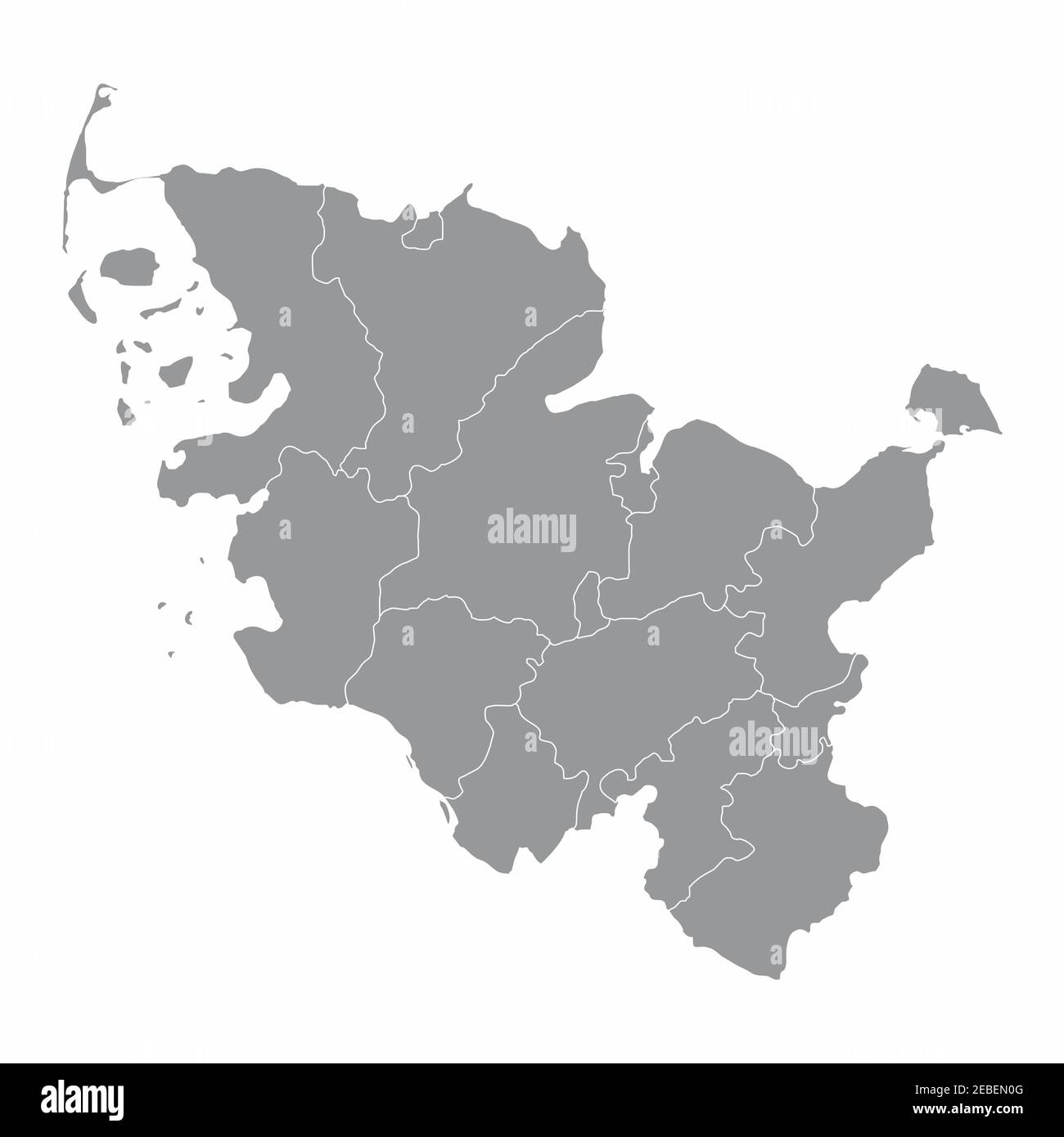 La carte isolée du Schleswig-Holstein est divisée en districts, Allemagne Illustration de Vecteur