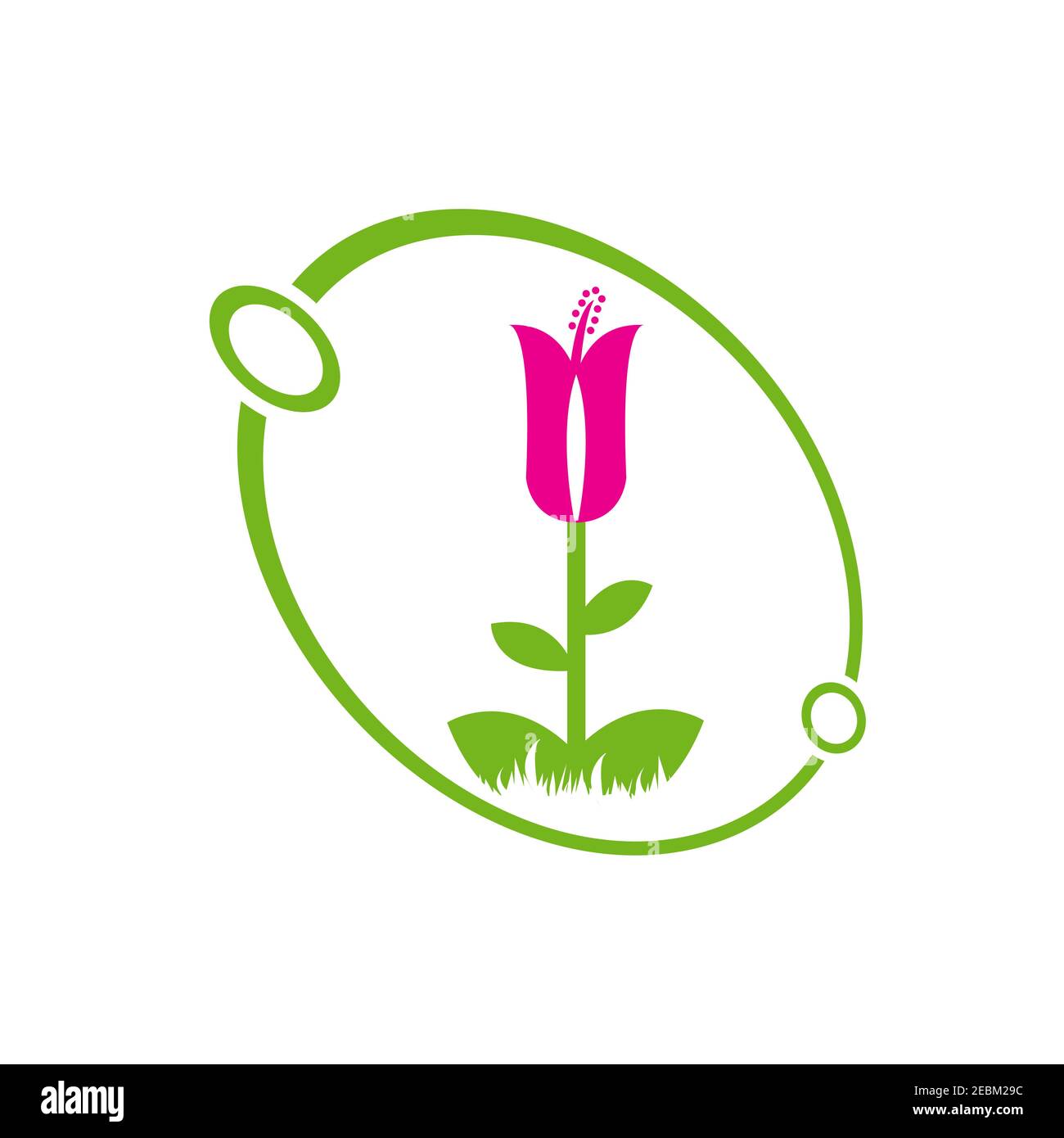 Symbole de la technologie avec feuilles et fleurs. Design moderne et respectueux de l'environnement. Illustration vectorielle EPS.8 EPS.10 Illustration de Vecteur