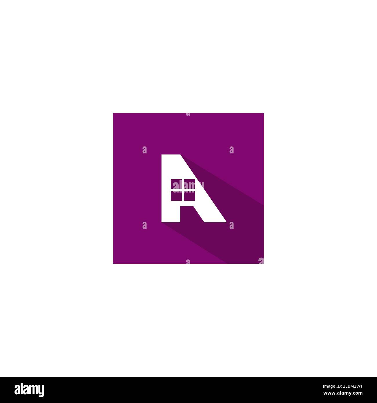 Un symbole de lettre avec une fenêtre d'illustration sur fond carré violet. Symbole lettre simple pour votre meilleur symbole professionnel. Illustration vectorielle EPS Illustration de Vecteur