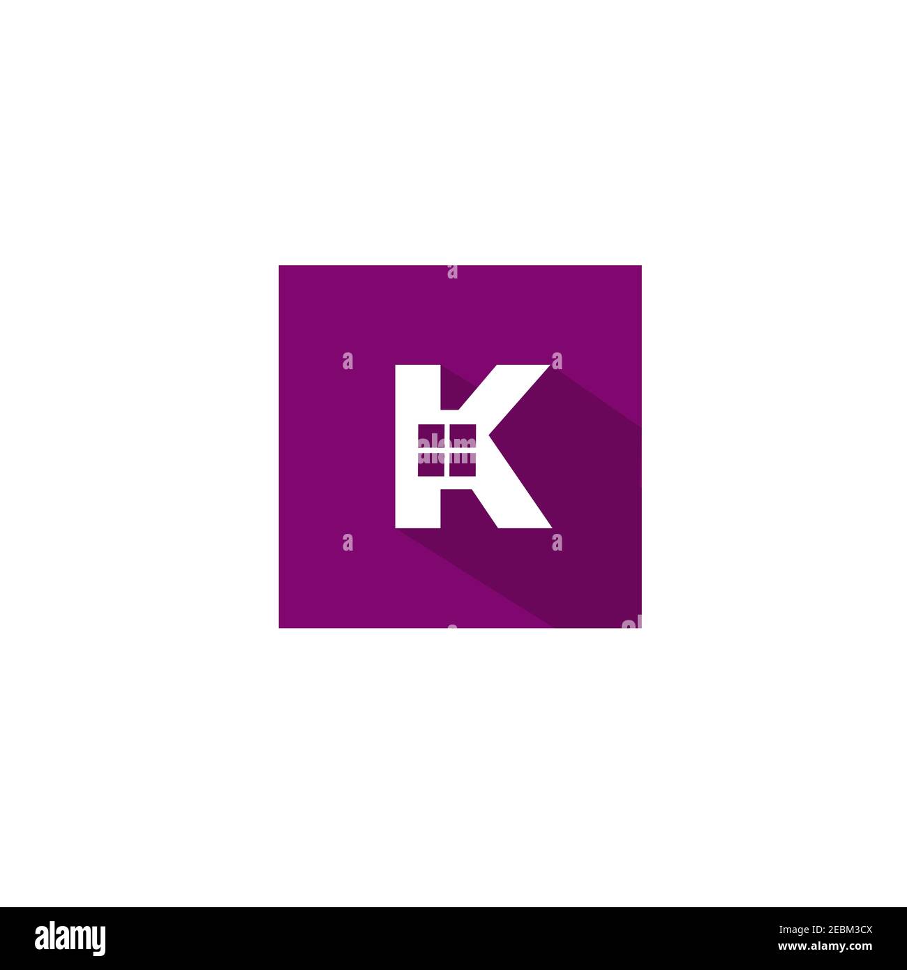 Symbole lettre K avec fenêtre d'illustration sur fond carré violet. Symbole lettre simple pour votre meilleur symbole professionnel. Illustration vectorielle EPS Illustration de Vecteur