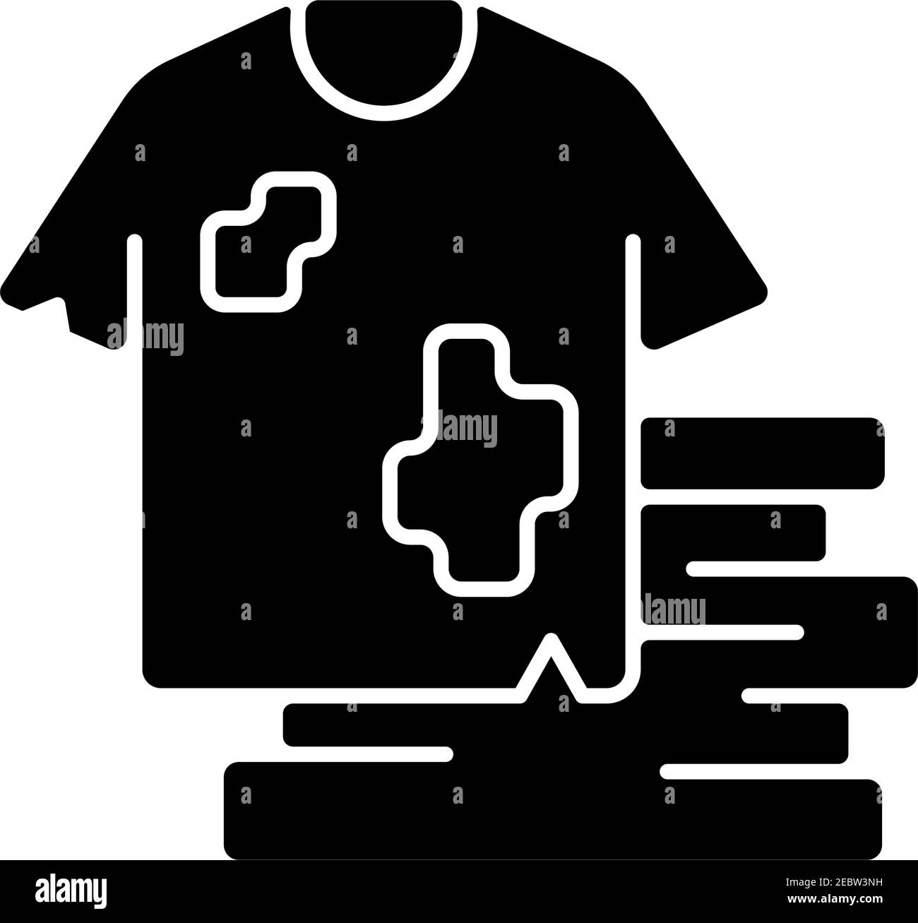 Icône de glyphe noir de déchets textiles Illustration de Vecteur