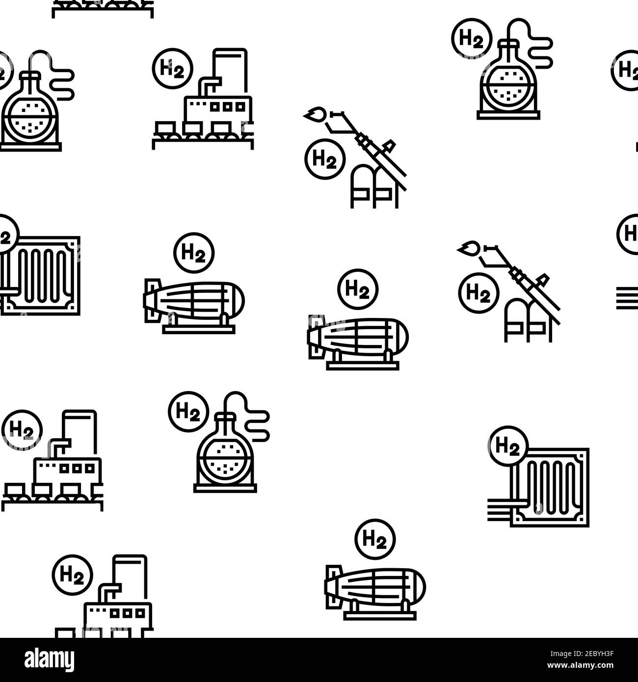 Modèle sans couture vectoriel de l'industrie de l'hydrogène Illustration de Vecteur