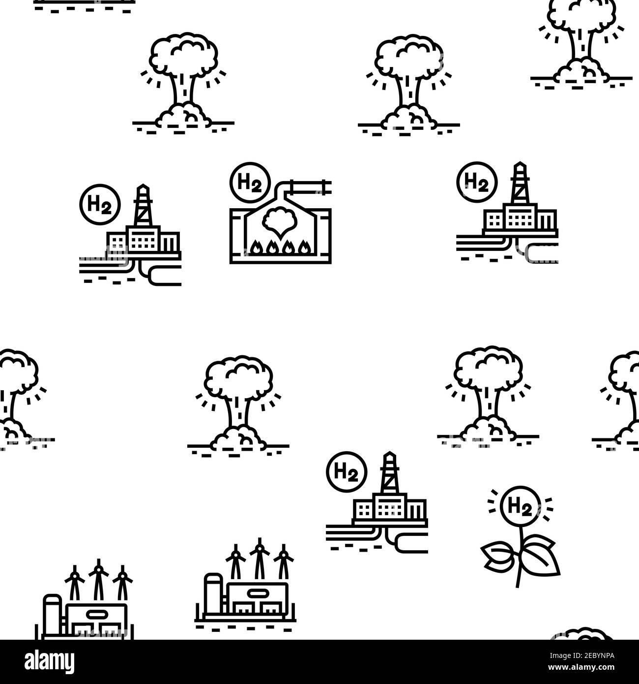 Modèle sans couture vectoriel de l'industrie de l'hydrogène Illustration de Vecteur
