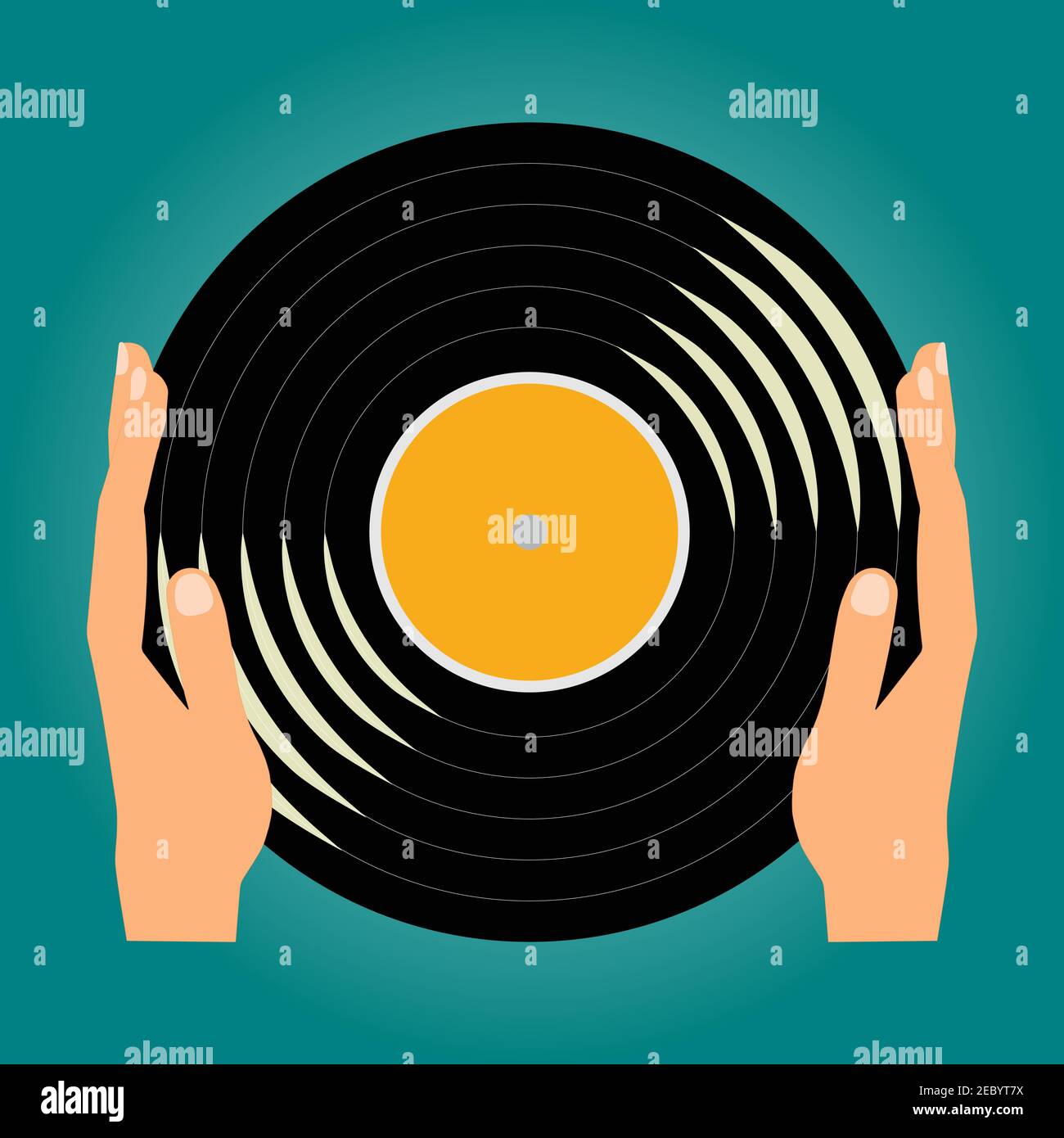 Mains tenant un enregistrement de musique de vinyle, vecteur conceptuel Illustration de Vecteur