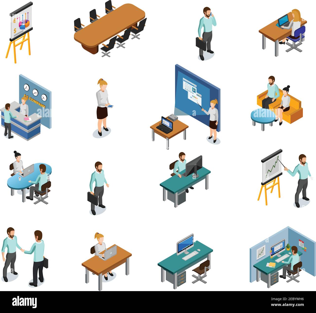 Illustration vectorielle des icônes isométriques de Business People Illustration de Vecteur