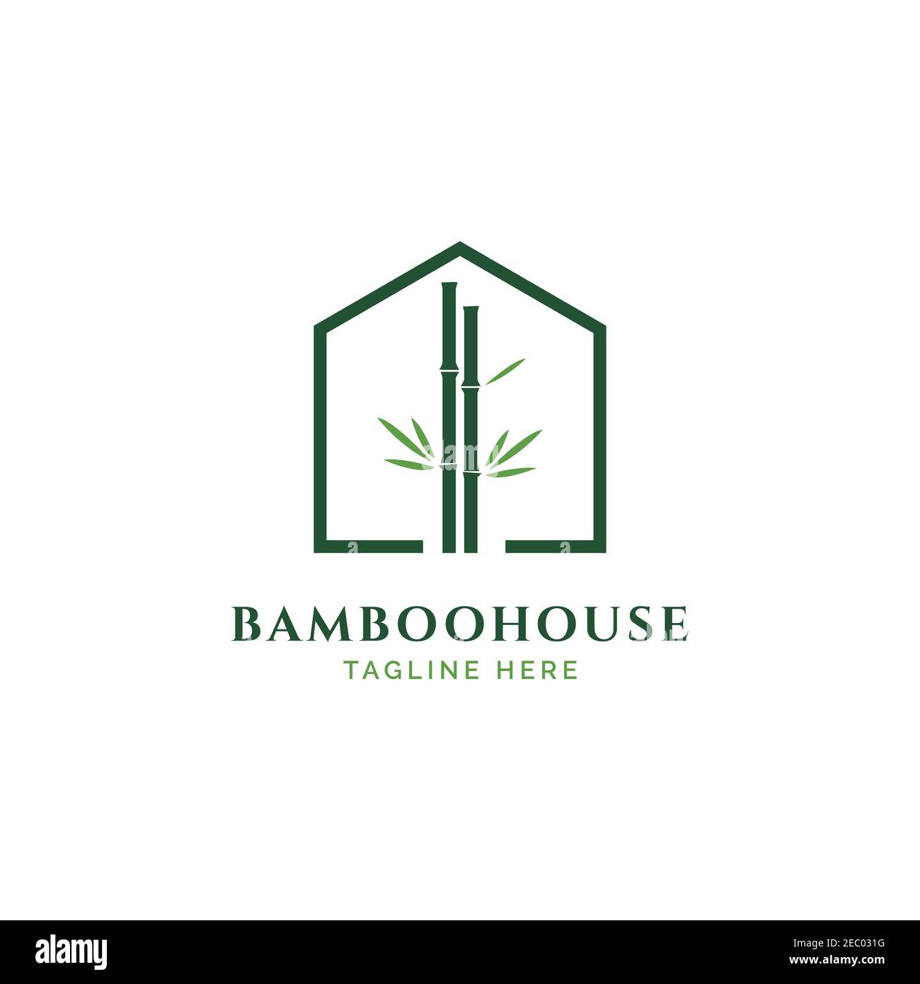 Modèle vectoriel de dessin de logo Bamboo House Illustration de Vecteur