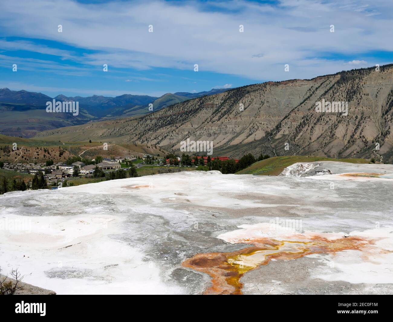 Mammoth Hot Springs, terrasses supérieures, le Parc National de Yellowstone Banque D'Images